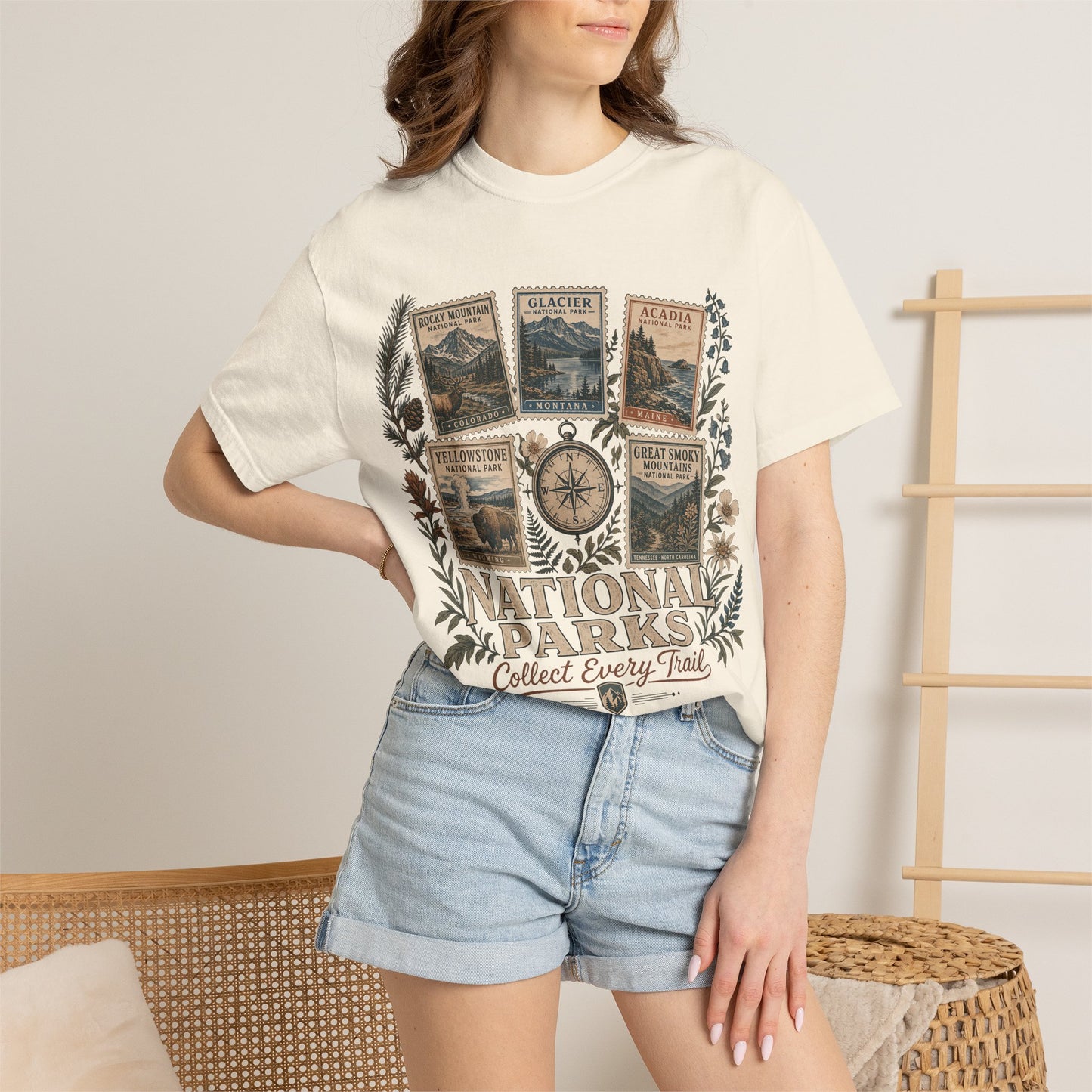 National Parks Vintage Stamp T-Shirt — "Collect Every Trail"