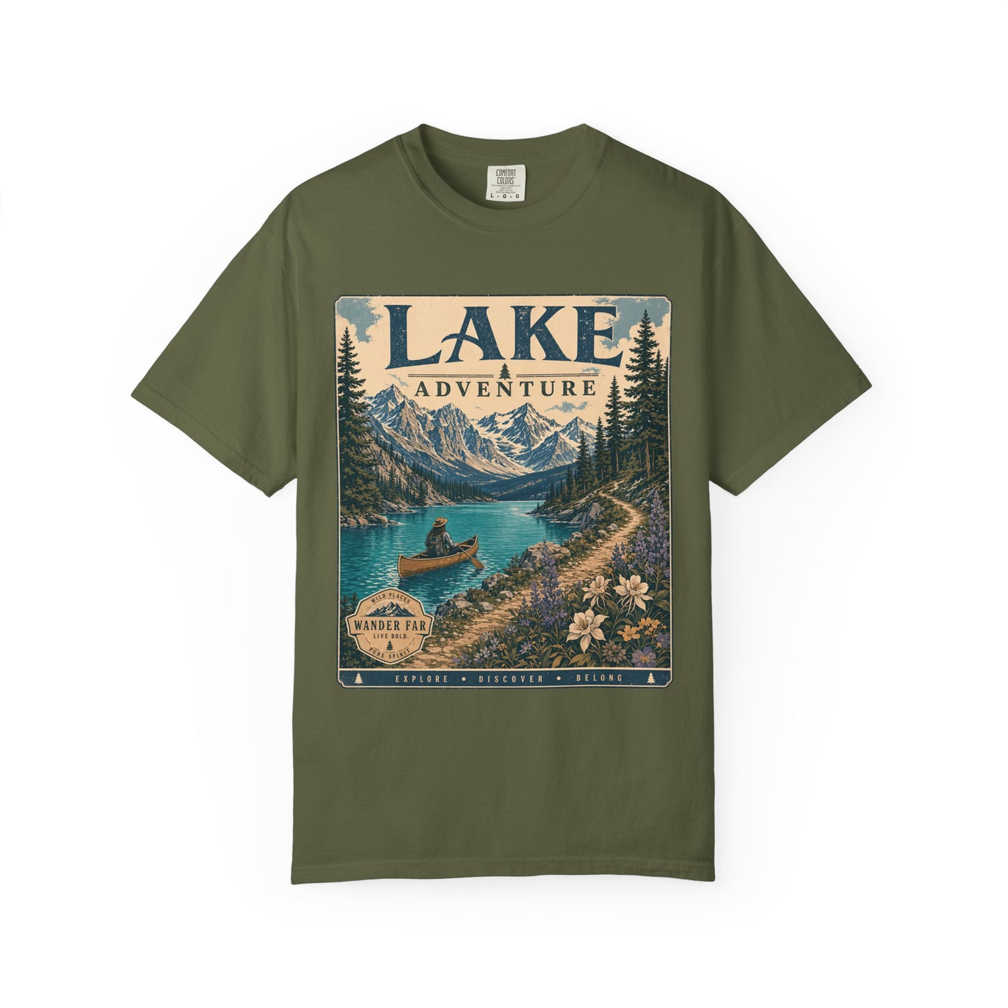 Lake Adventure T-Shirt — Retro Mountain Lake Graphic Tee