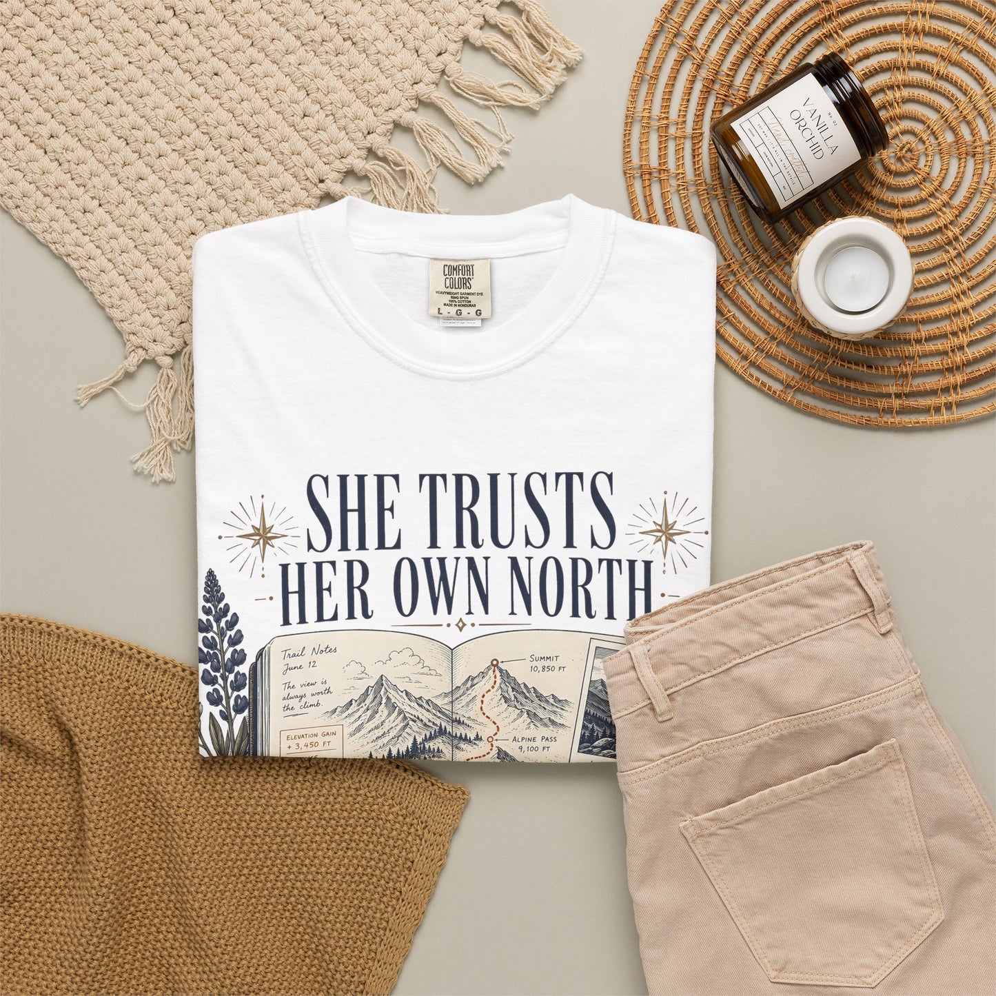 She Trusts Her Own North Graphic Tee — Women's Adventure Compass T‑Shirt