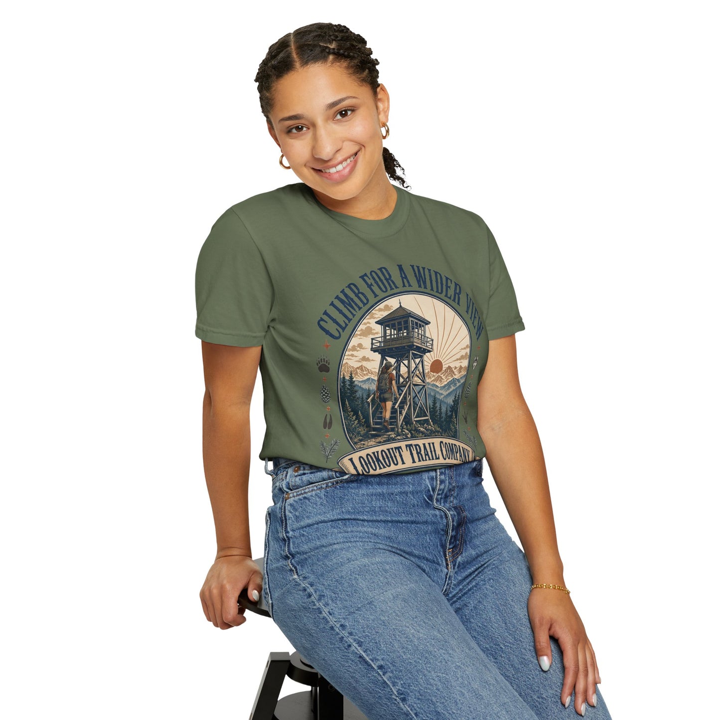 T-Shirt — "Climb for a Wider View" Lookout Trail Company Vintage Hiking Tee