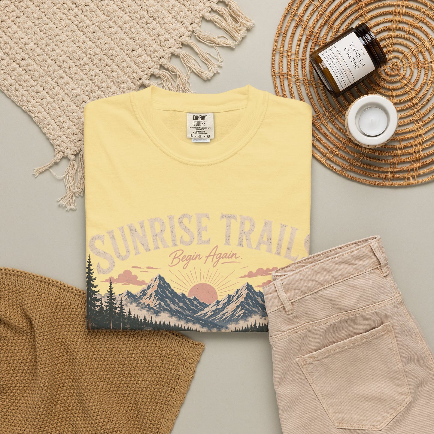 Sunrise Trails Canoe T-Shirt — Mountain Lake Outdoor Camping Graphic Tee