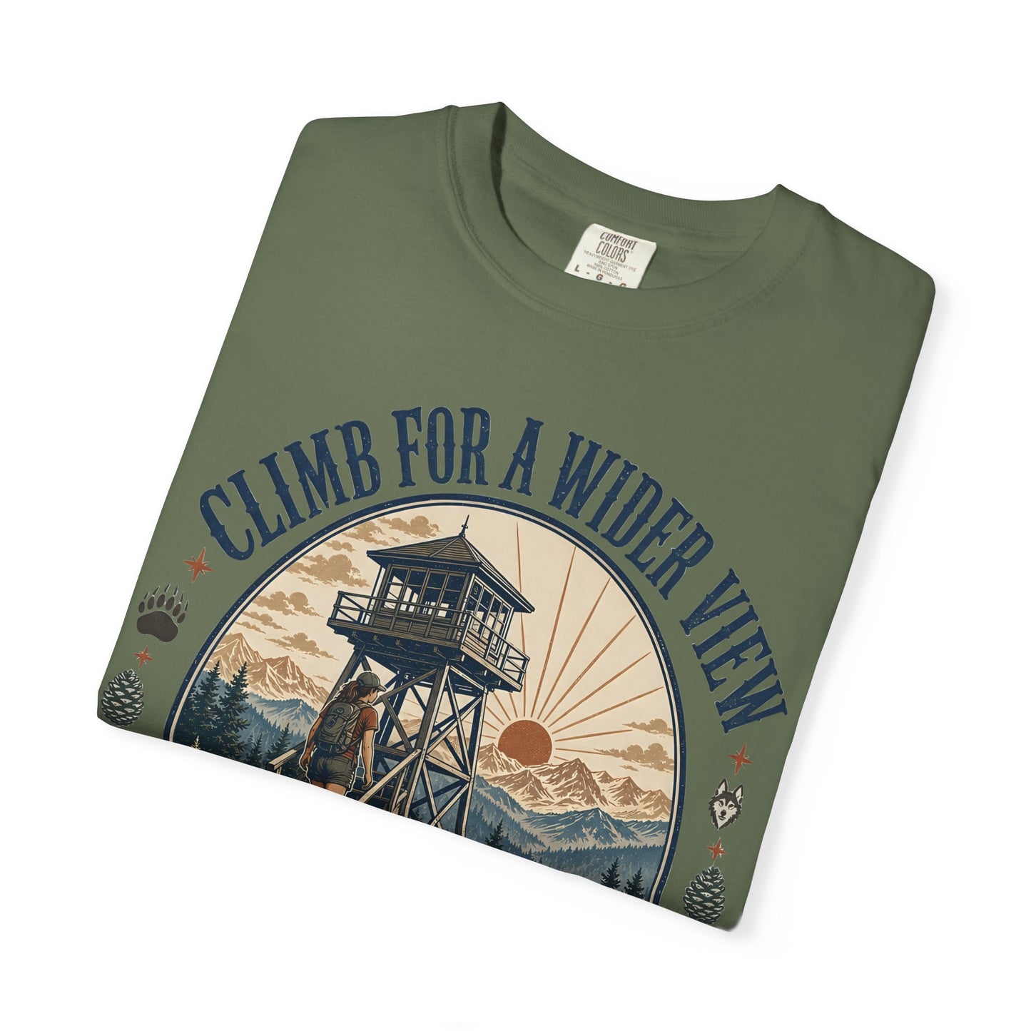 T-Shirt — "Climb for a Wider View" Lookout Trail Company Vintage Hiking Tee