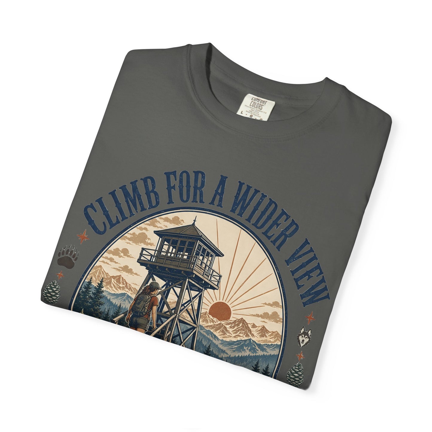 T-Shirt — "Climb for a Wider View" Lookout Trail Company Vintage Hiking Tee