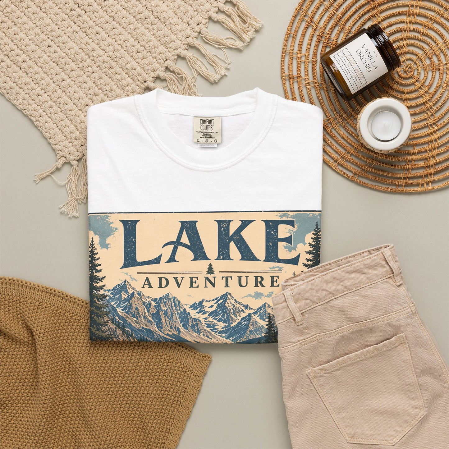 Lake Adventure T-Shirt — Vintage Mountain & Canoe Outdoor Tee