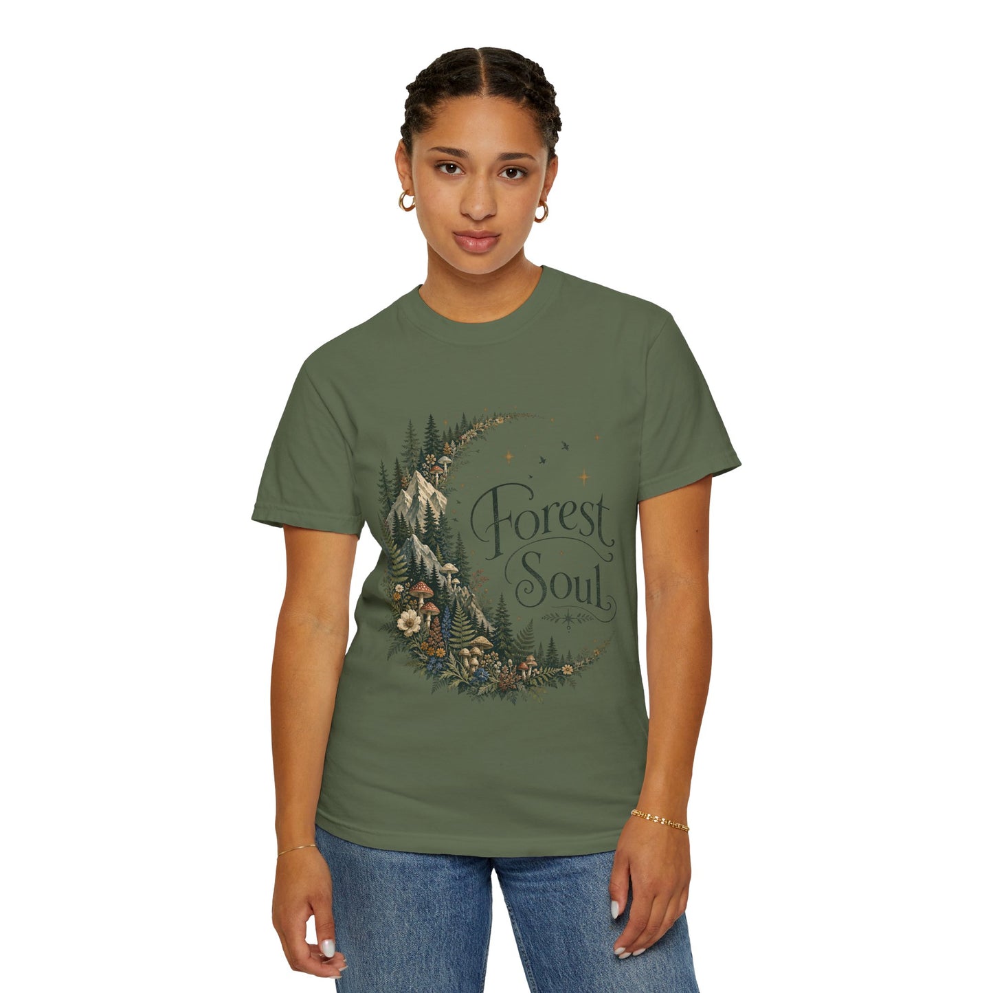 Forest Soul T‑Shirt — Crescent Moon Woodland Graphic Tee