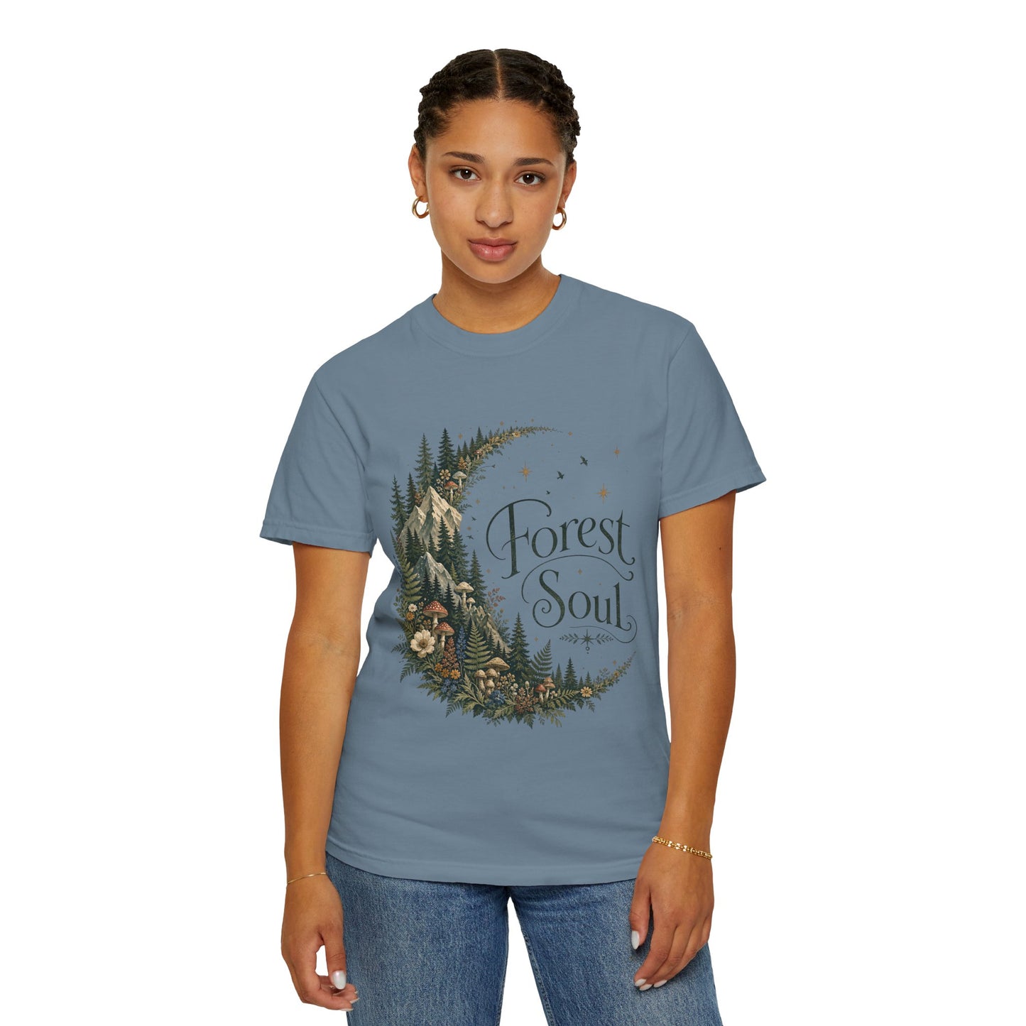 Forest Soul T‑Shirt — Crescent Moon Woodland Graphic Tee