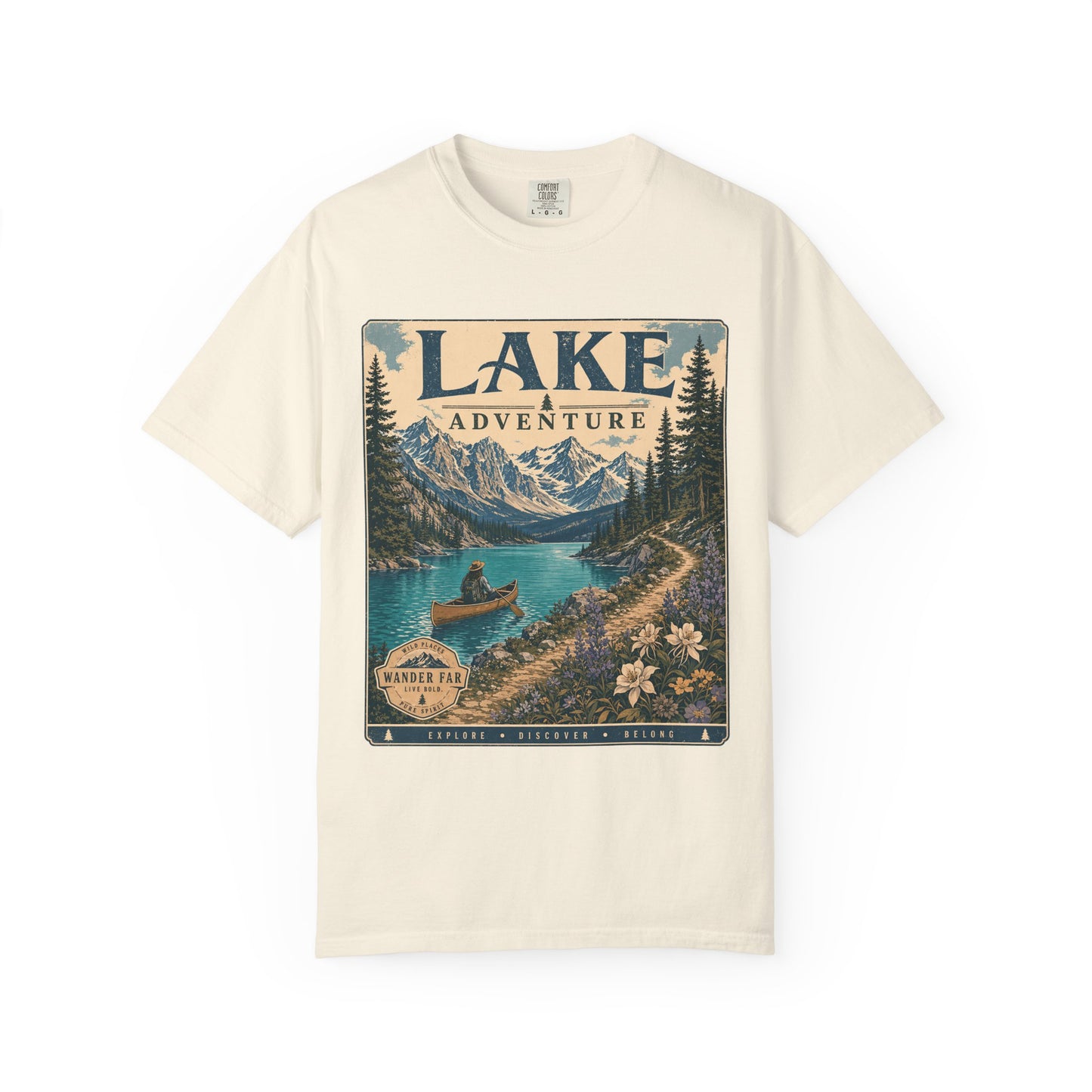 Lake Adventure T-Shirt — Retro Mountain Lake Graphic Tee