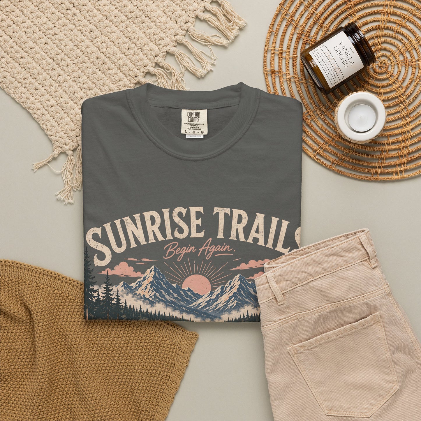 Sunrise Trails Canoe T-Shirt — Mountain Lake Outdoor Camping Graphic Tee