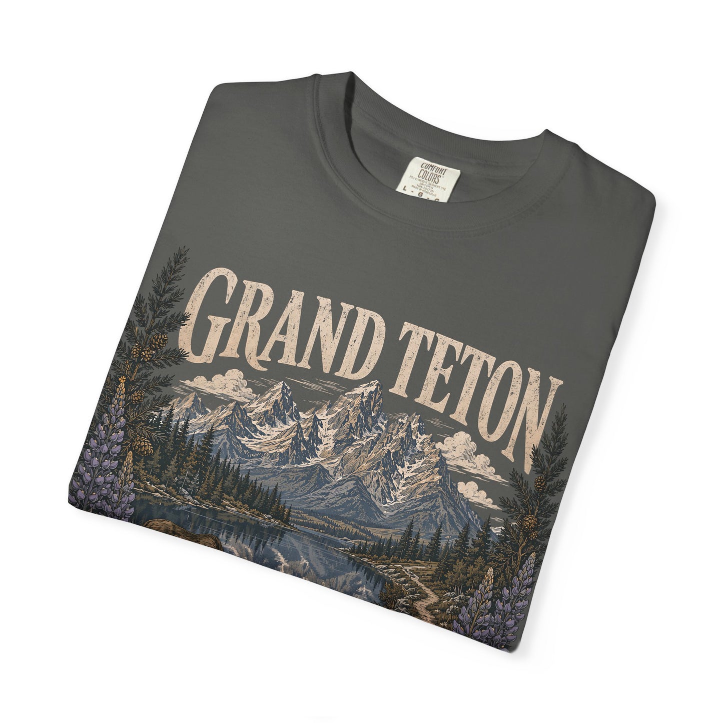 Grand Teton Scenic T-Shirt — 'Adventure Lives Here' Mountain & Moose Tee
