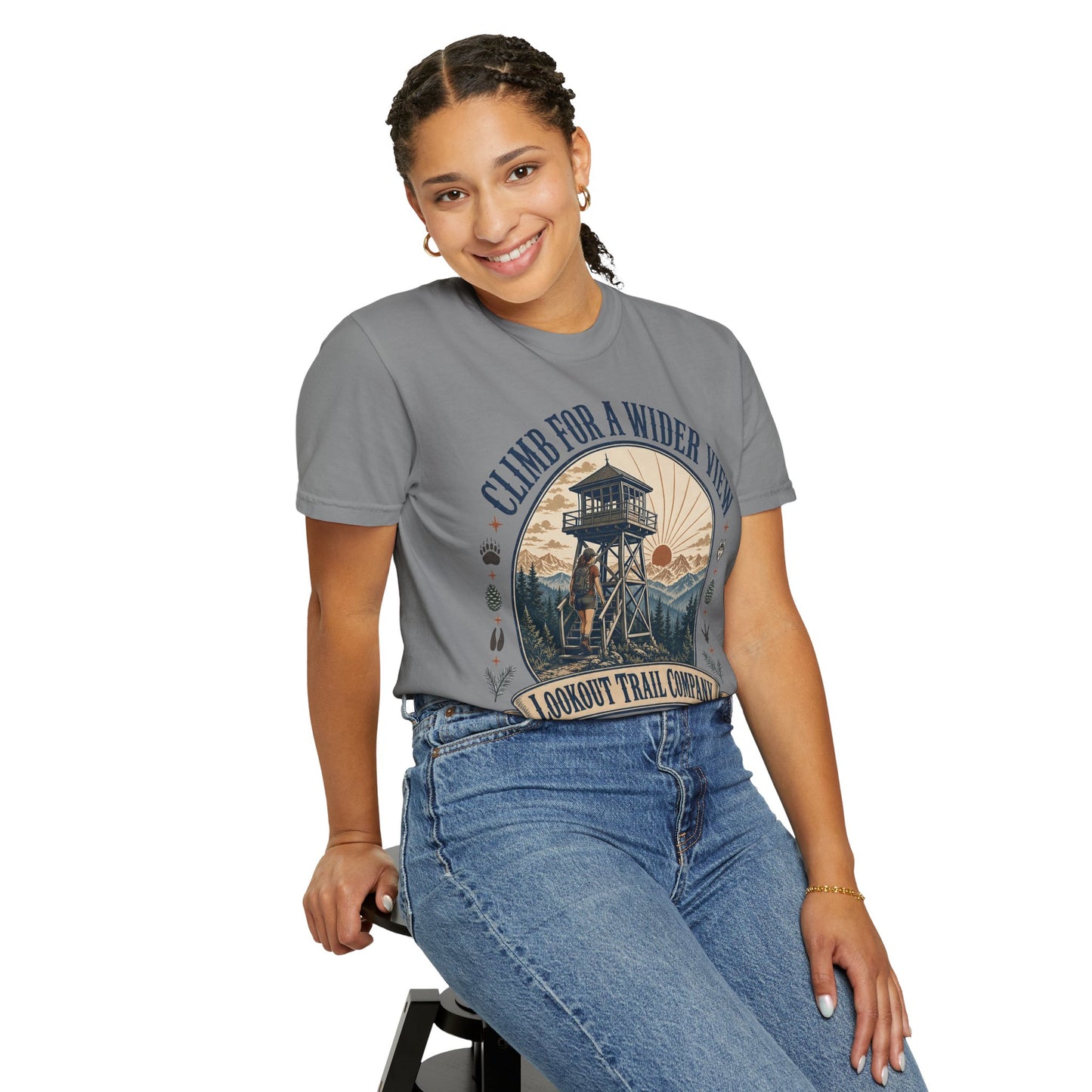 T-Shirt — "Climb for a Wider View" Lookout Trail Company Vintage Hiking Tee