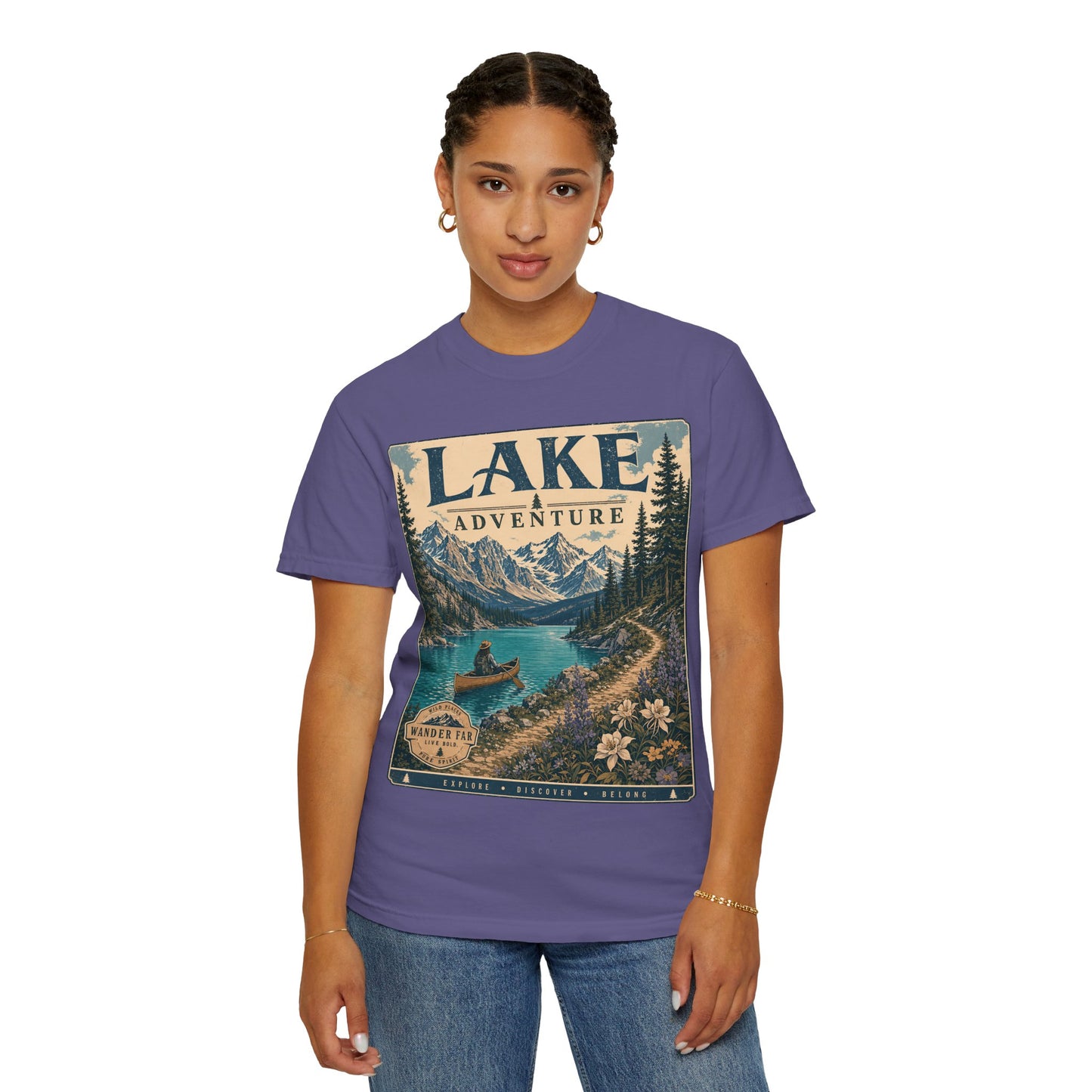 Lake Adventure T-Shirt — Vintage Mountain & Canoe Outdoor Tee