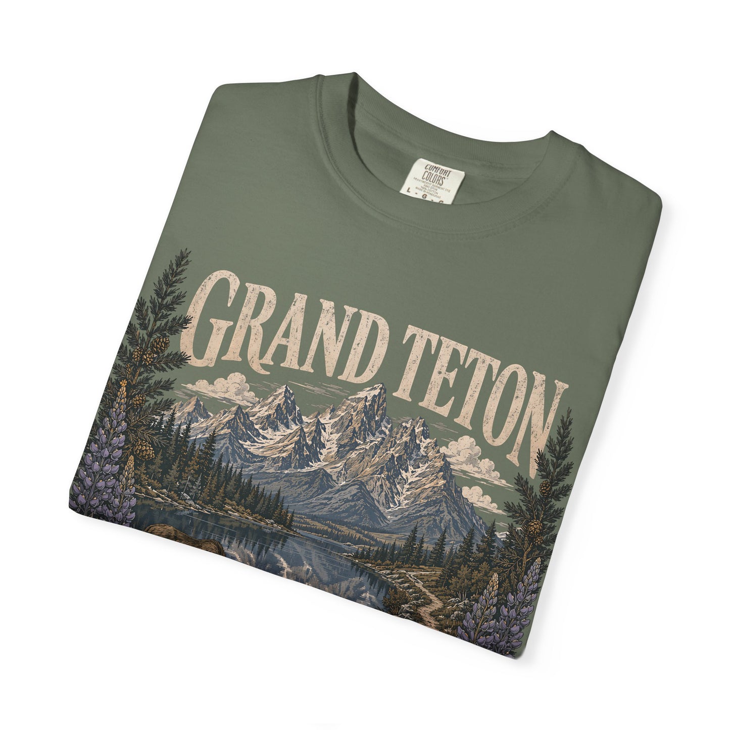 Grand Teton Scenic T-Shirt — 'Adventure Lives Here' Mountain & Moose Tee