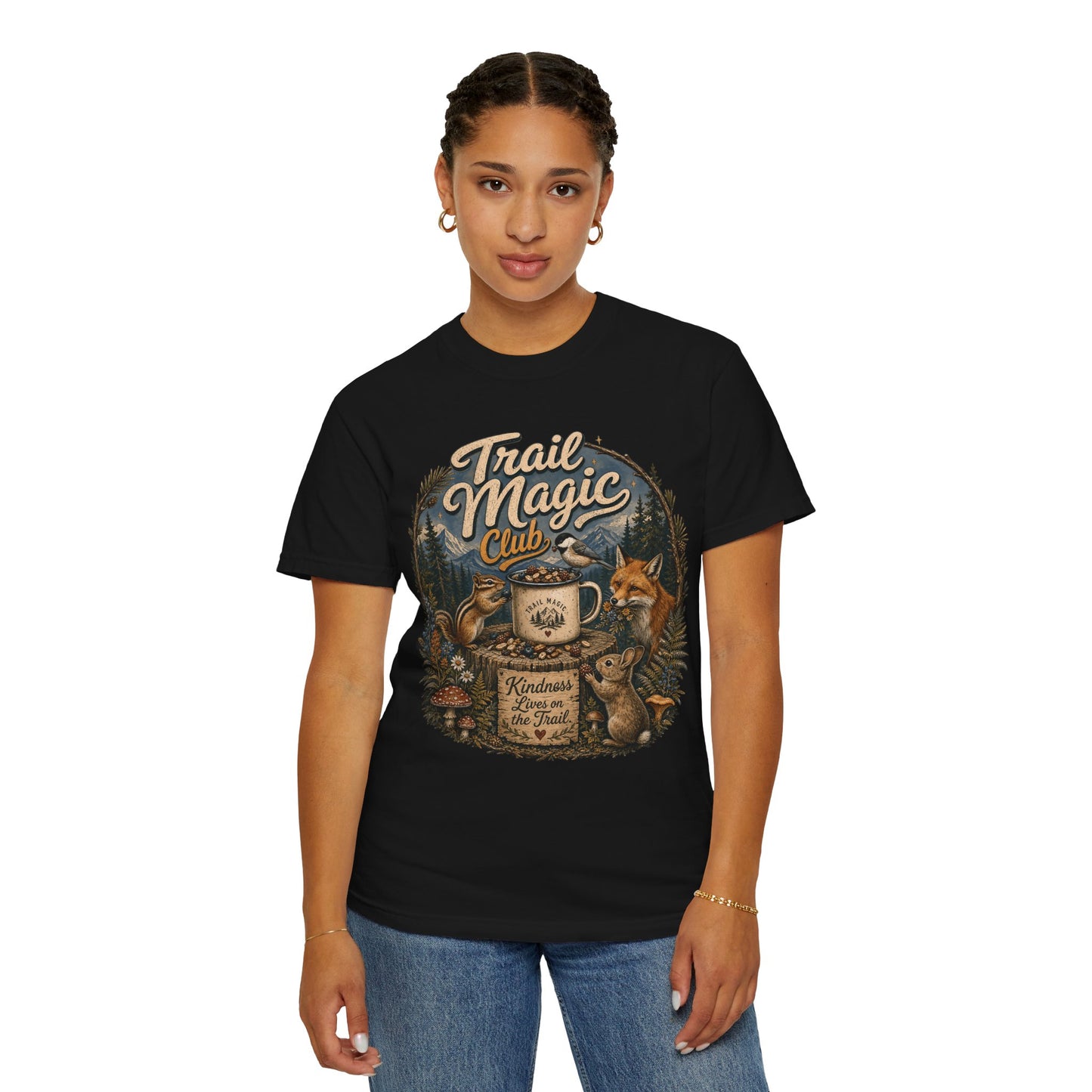 Trail Magic Club T-Shirt — Woodland Fox & Wildlife Coffee Camp Tee