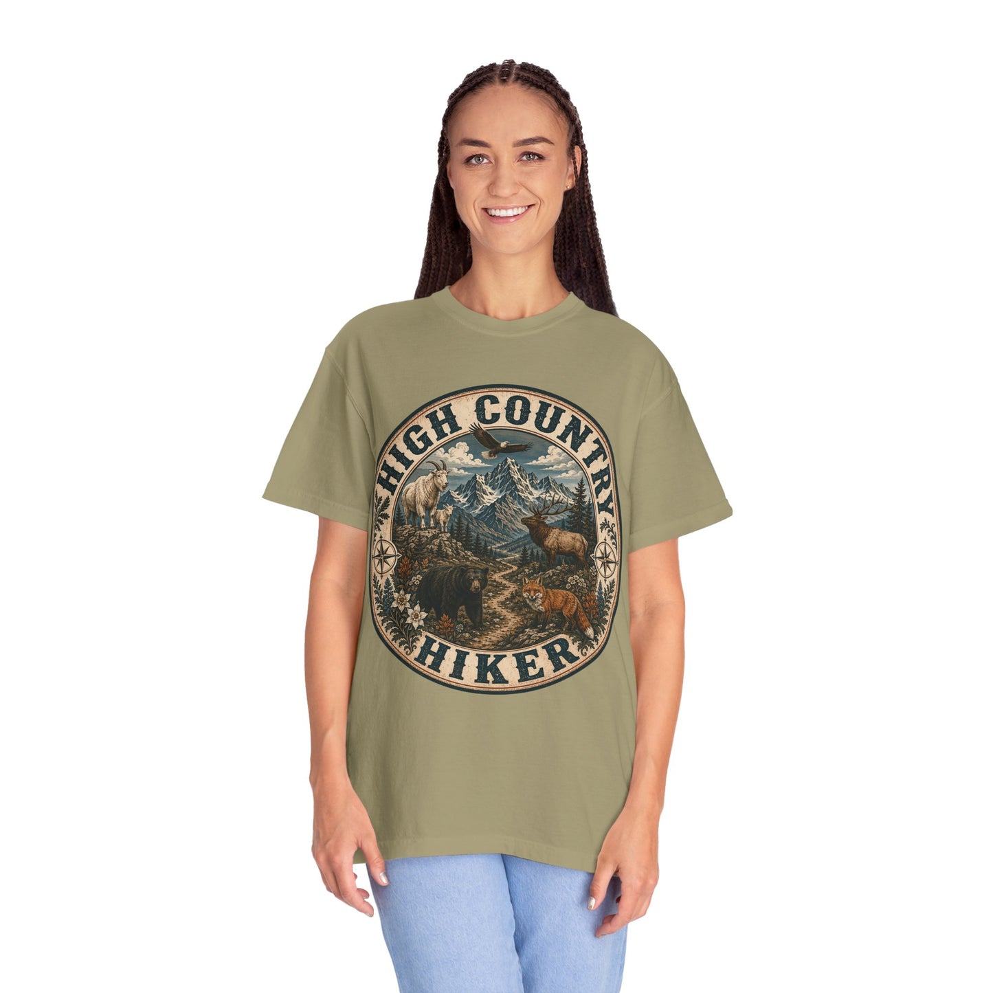 High Country Hiker T-Shirt — Mountain Wildlife Outdoor Tee