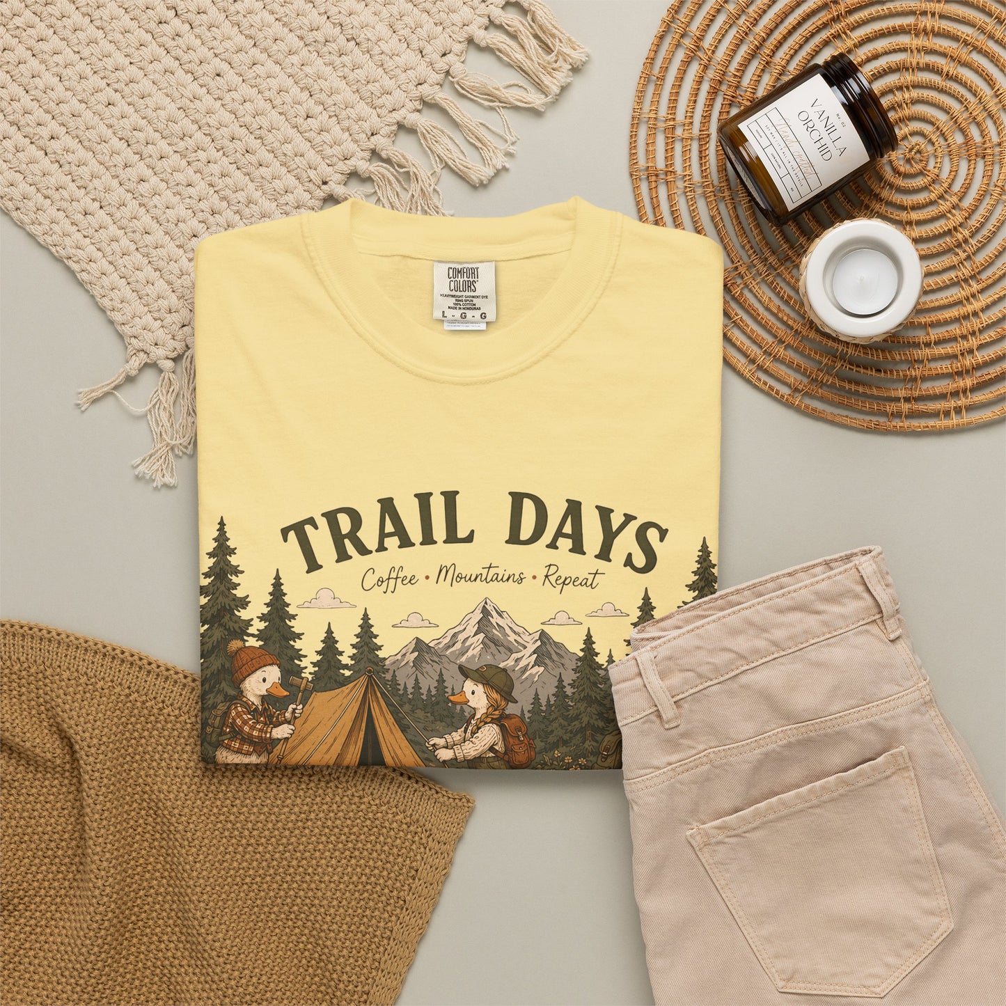 Trail Days Camping T-Shirt — Vintage Forest Campfire Graphic