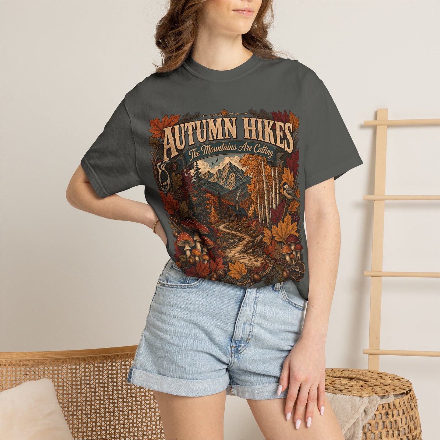 Autumn Hikes T-Shirt — Scenic Cabin Trail Fall Hiking Tee