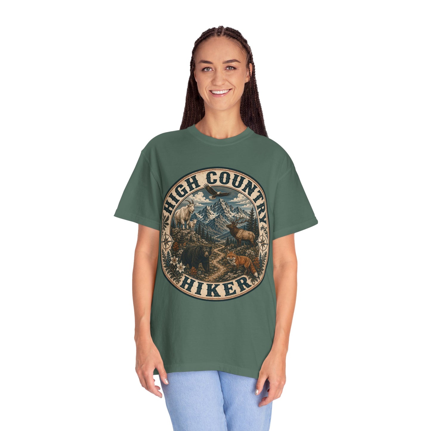 High Country Hiker T-Shirt — Mountain Wildlife Outdoor Tee