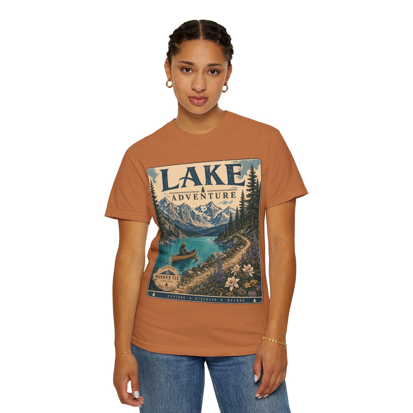 Lake Adventure T-Shirt — Vintage Mountain & Canoe Outdoor Tee