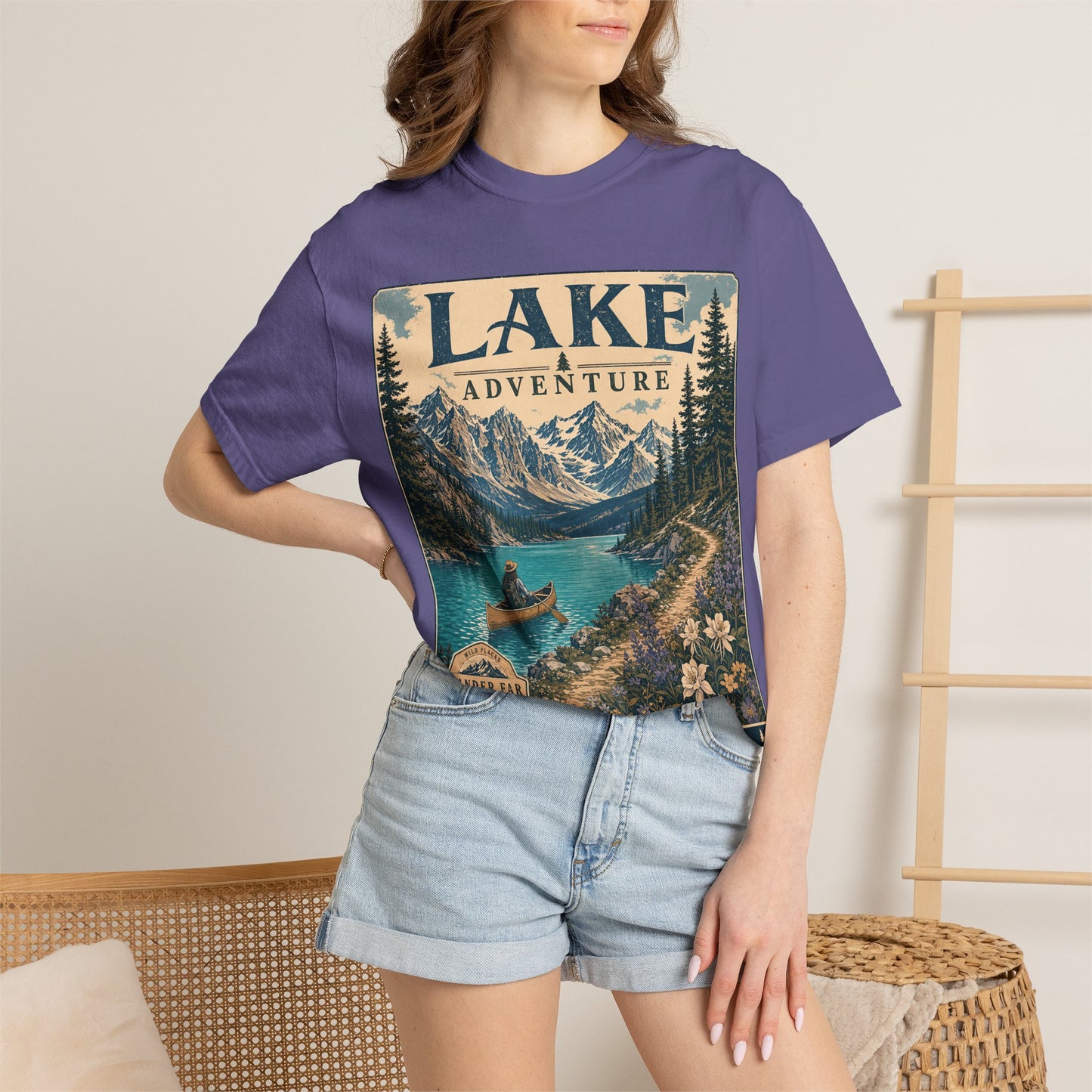 Lake Adventure T-Shirt — Vintage Mountain & Canoe Outdoor Tee