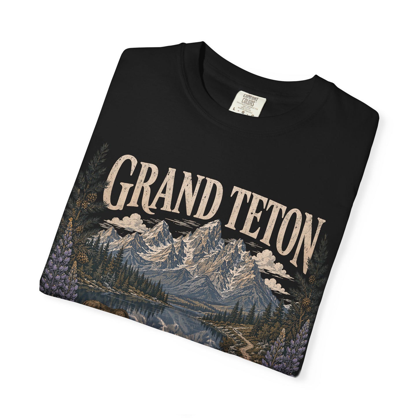 Grand Teton Scenic T-Shirt — 'Adventure Lives Here' Mountain & Moose Tee