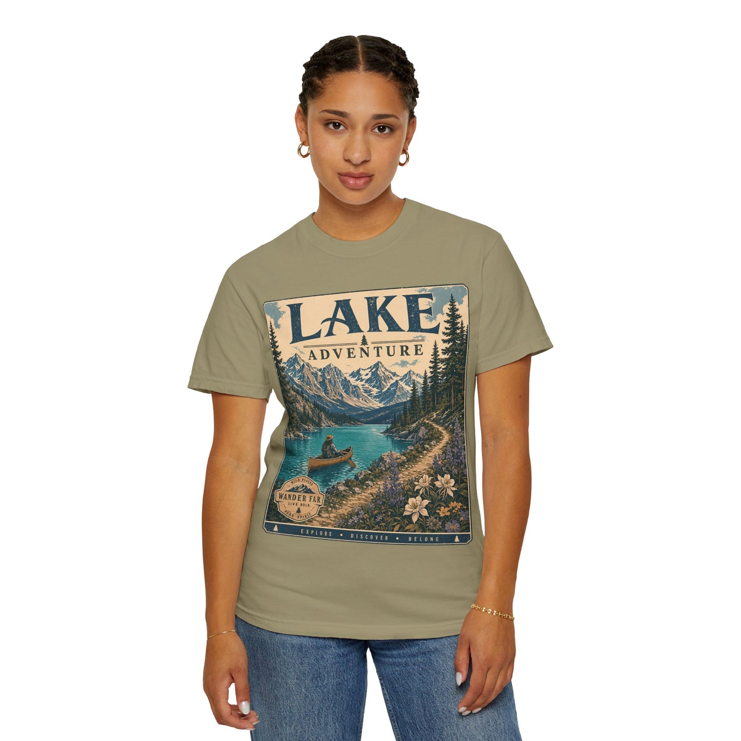 Lake Adventure T-Shirt — Vintage Mountain & Canoe Outdoor Tee