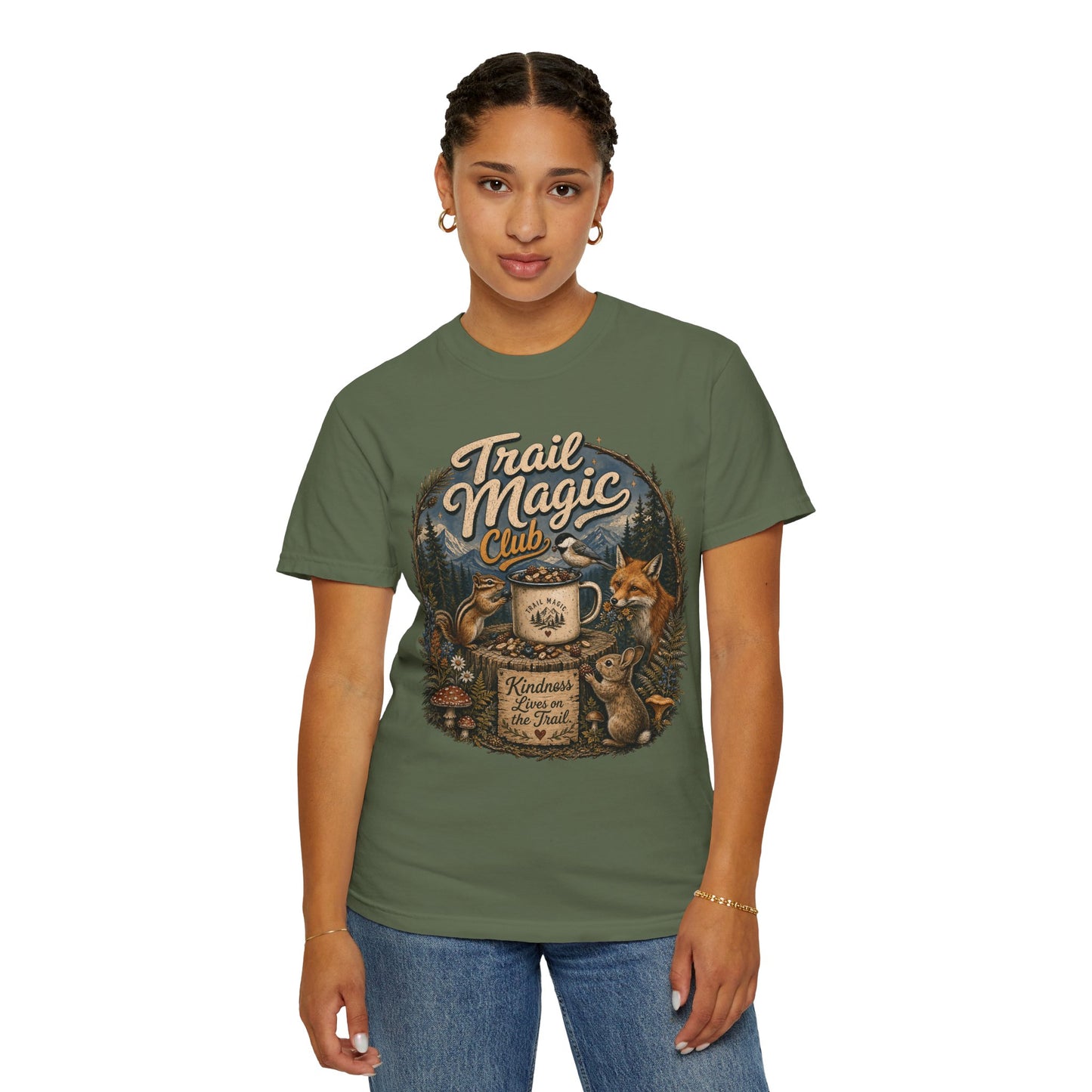 Trail Magic Club T-Shirt — Woodland Fox & Wildlife Coffee Camp Tee