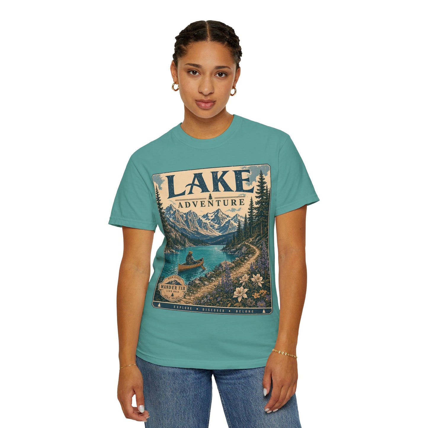 Lake Adventure T-Shirt — Vintage Mountain & Canoe Outdoor Tee