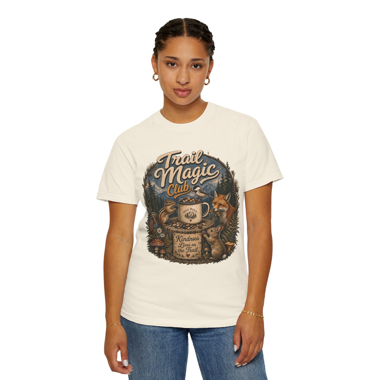 Trail Magic Club T-Shirt — Woodland Fox & Wildlife Coffee Camp Tee