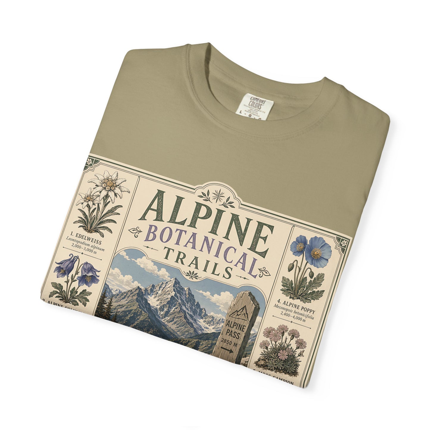 Alpine Botanical Trails T‑Shirt — Vintage Mountain & Wildflower Graphic