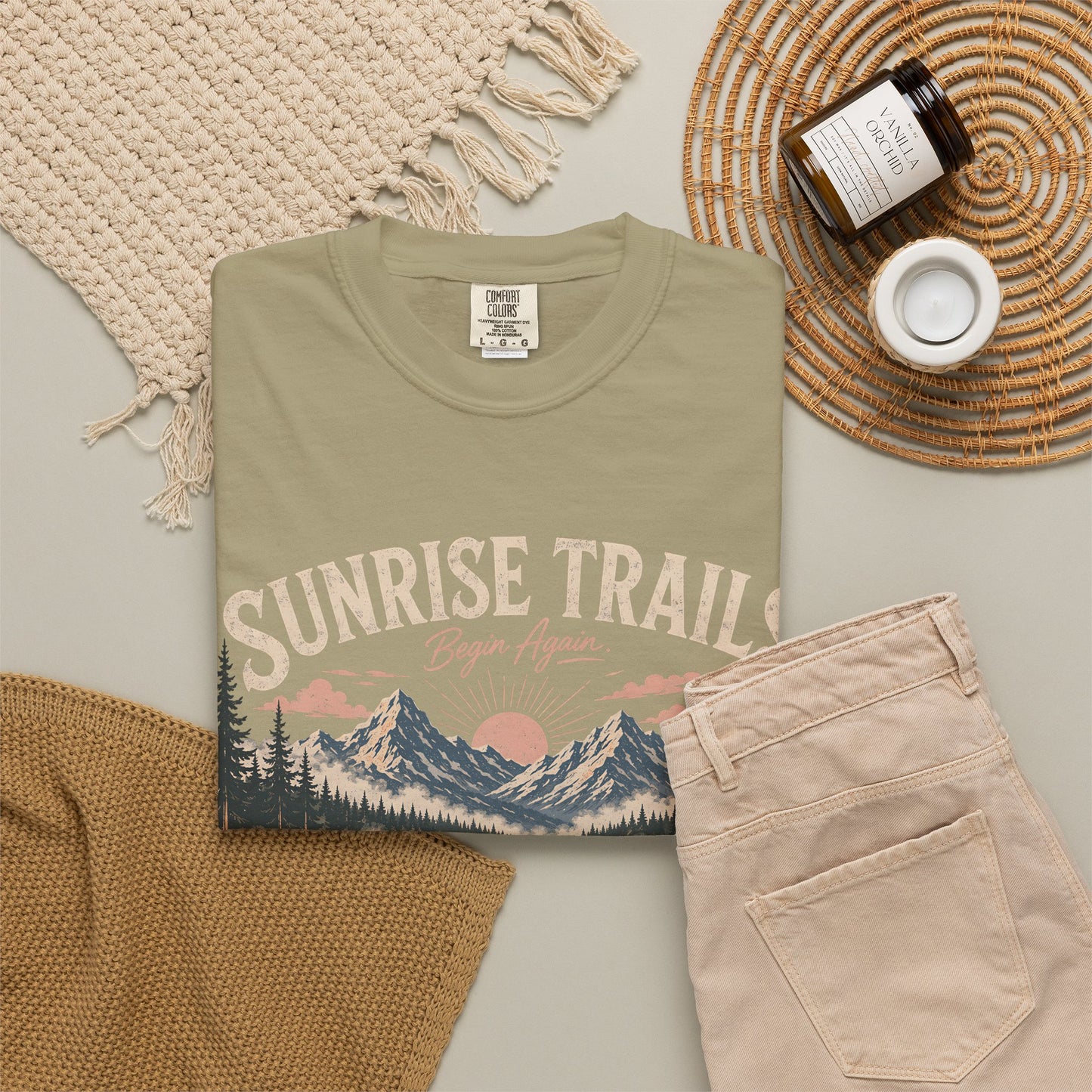 Sunrise Trails Canoe T-Shirt — Mountain Lake Outdoor Camping Graphic Tee