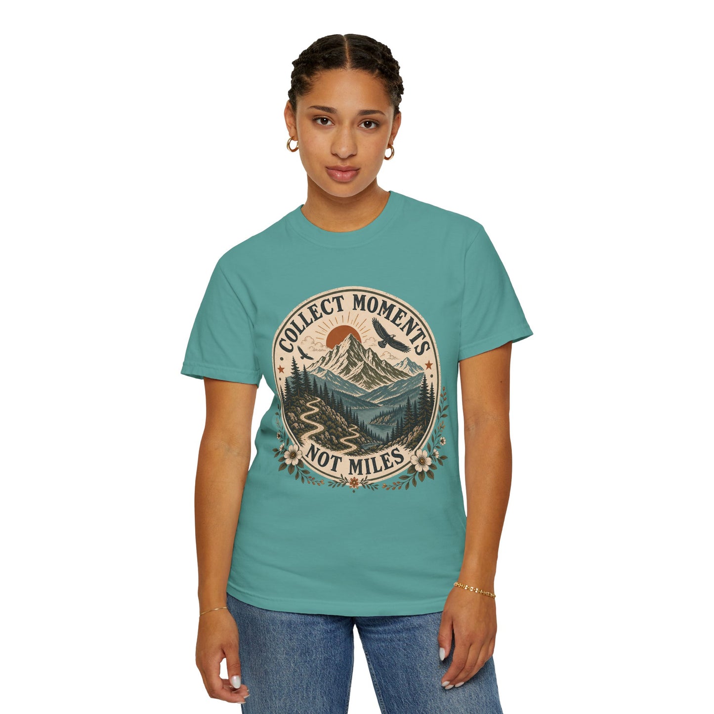 Collect Moments Not Miles T-Shirt — Vintage Mountain Adventure Tee