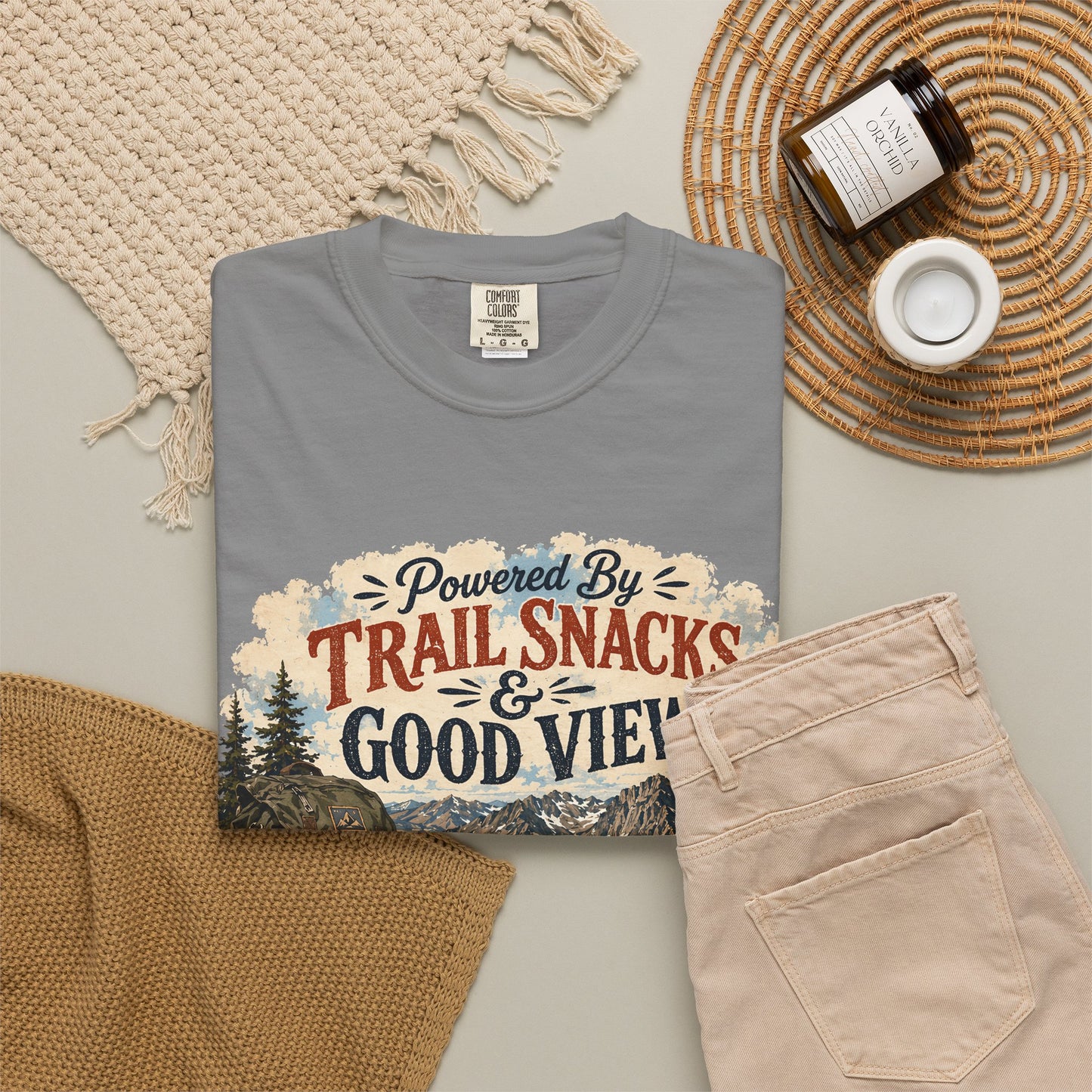 Trail Snacks & Good Views T-Shirt — Hiking Adventure Graphic Tee