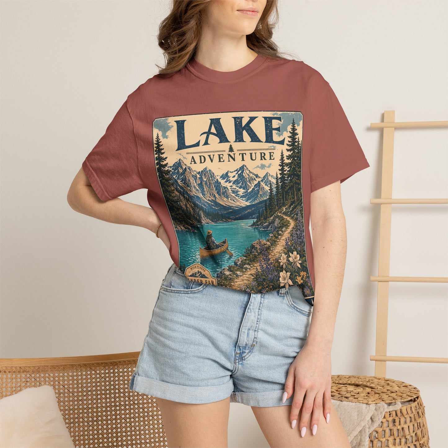 Lake Adventure T-Shirt — Vintage Mountain & Canoe Outdoor Tee