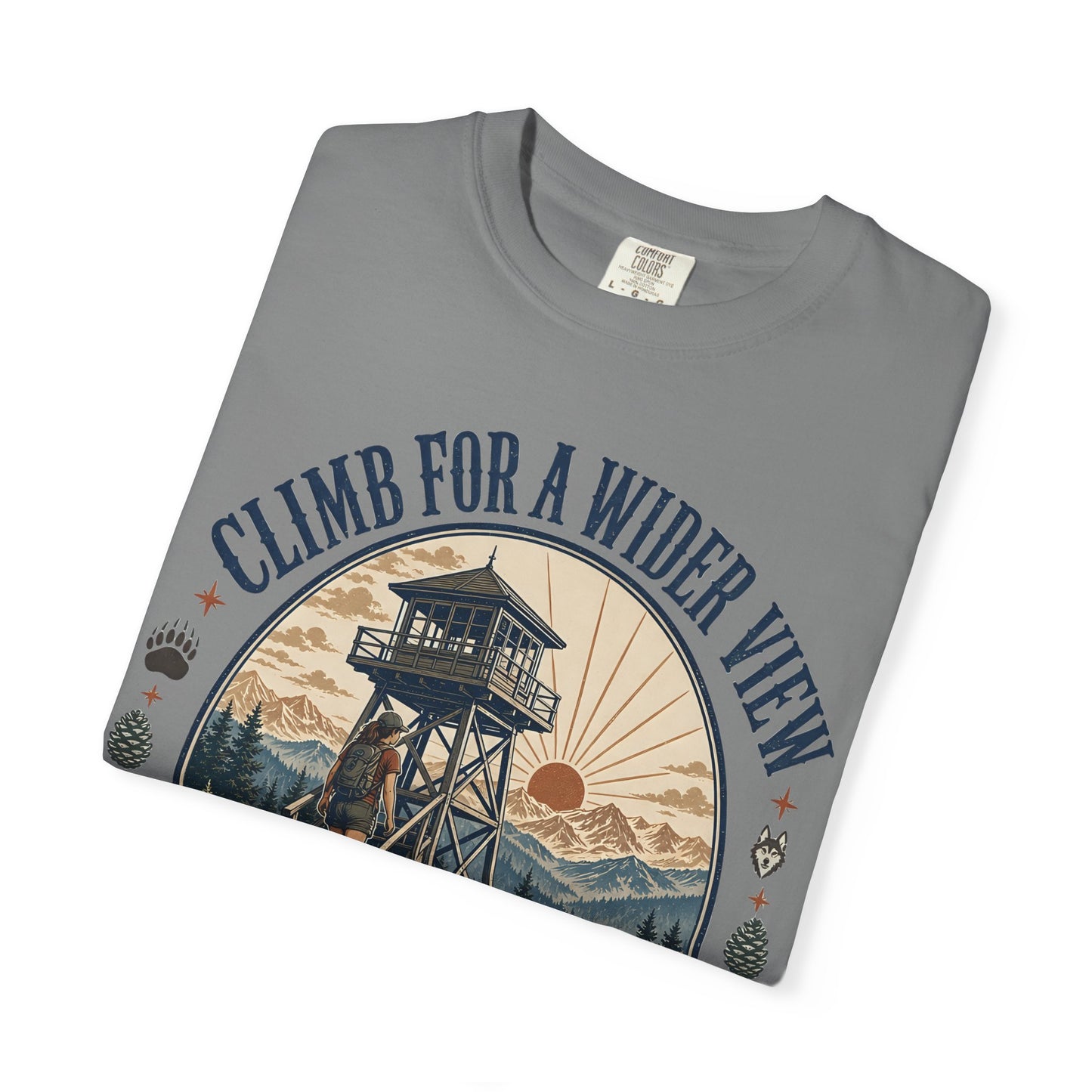 T-Shirt — "Climb for a Wider View" Lookout Trail Company Vintage Hiking Tee