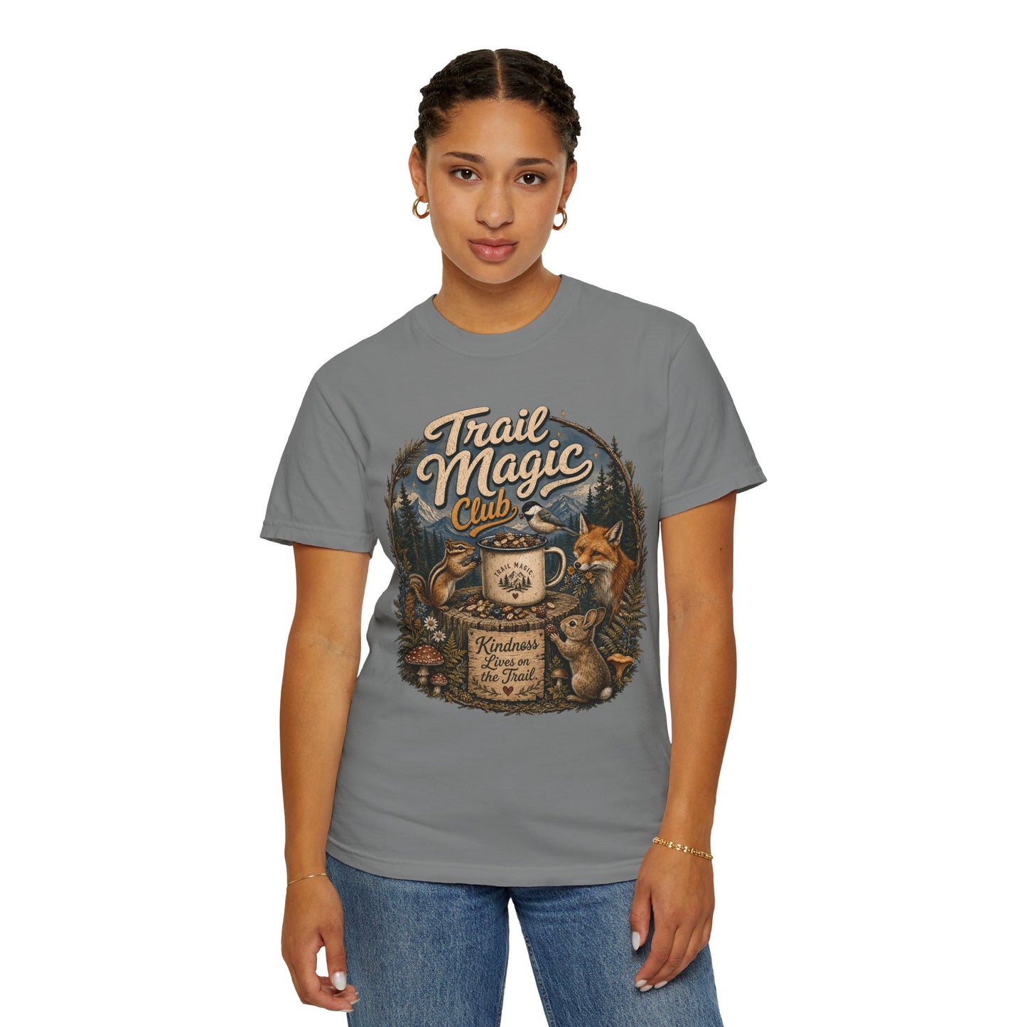 Trail Magic Club T-Shirt — Woodland Fox & Wildlife Coffee Camp Tee