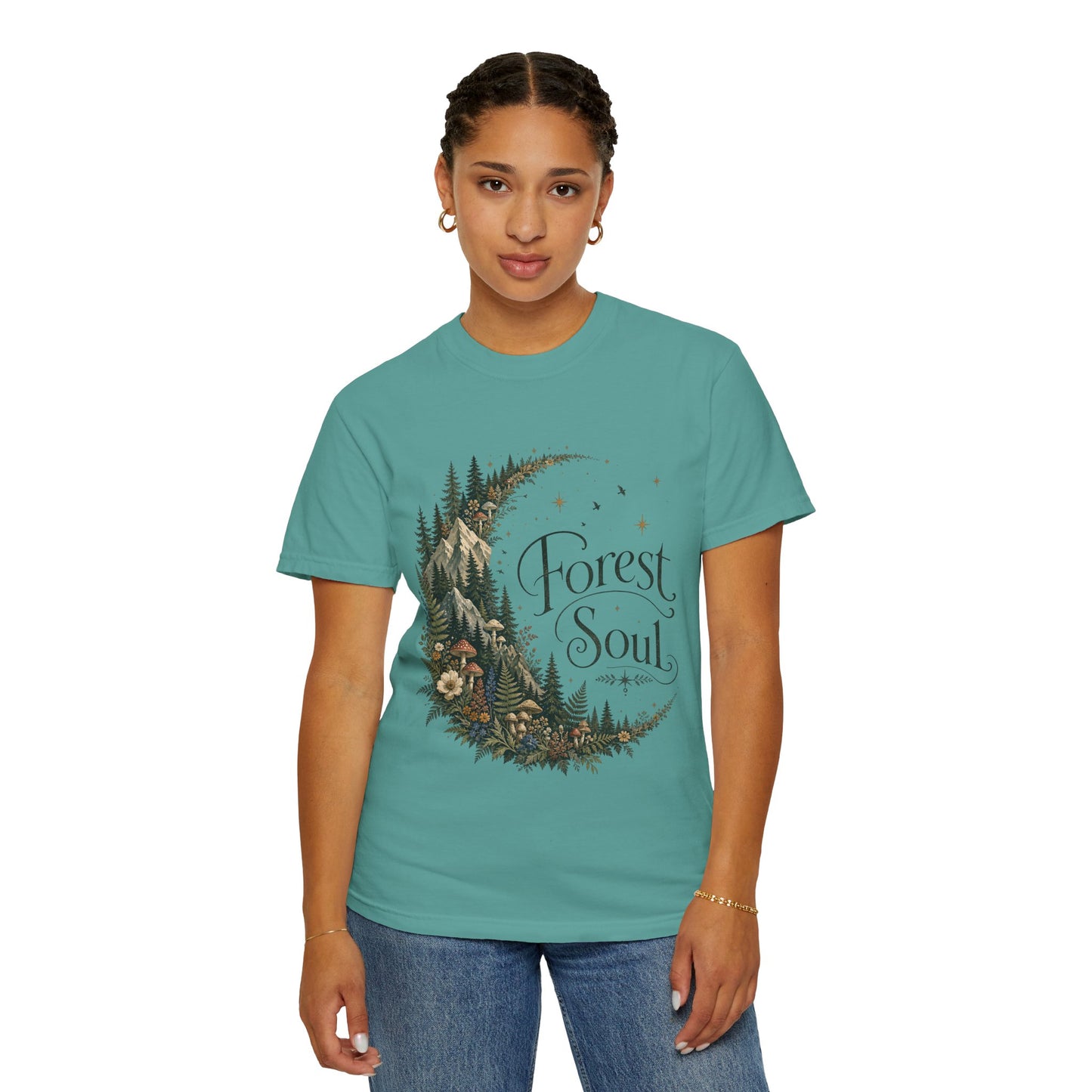 Forest Soul T‑Shirt — Crescent Moon Woodland Graphic Tee