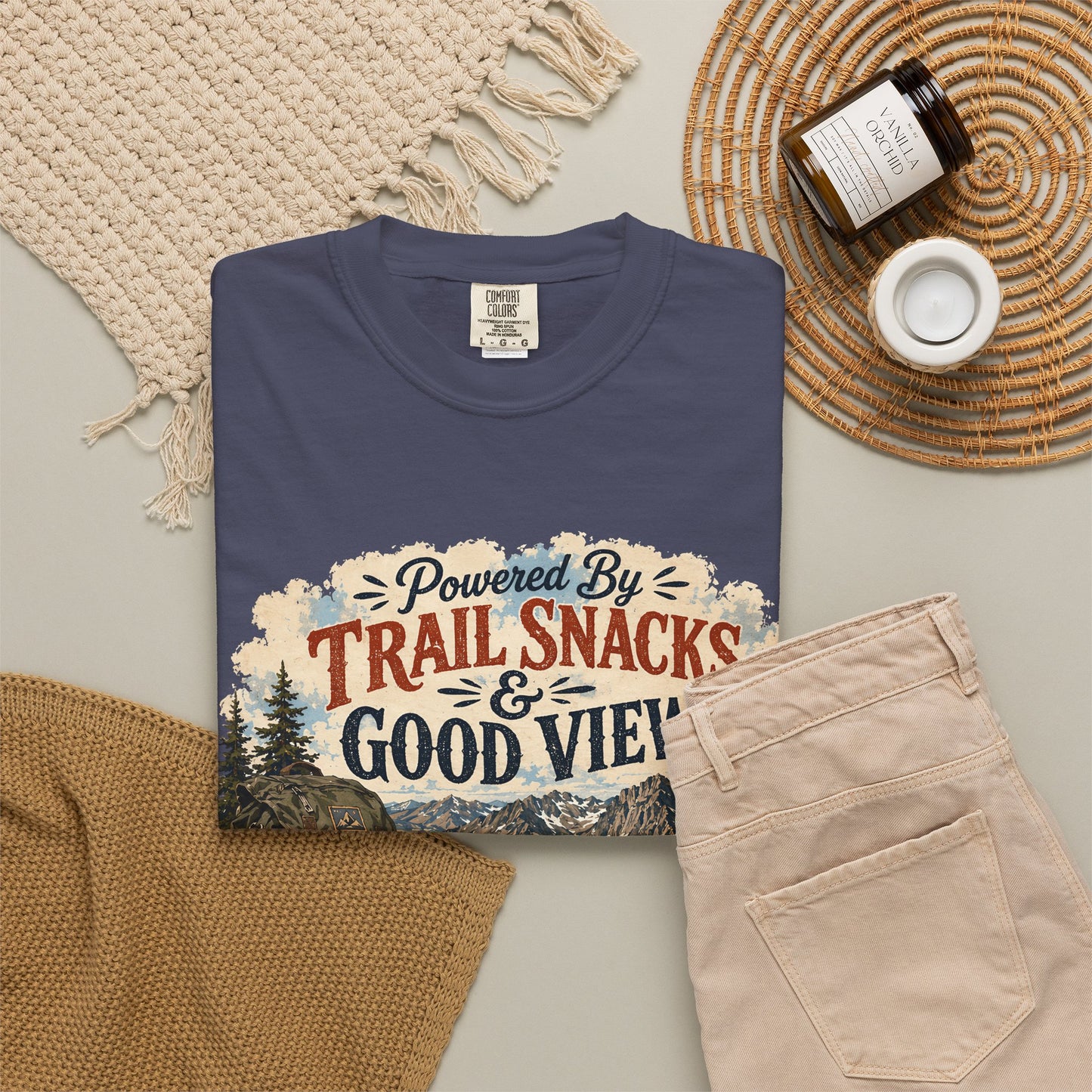 Trail Snacks & Good Views T-Shirt — Hiking Adventure Graphic Tee