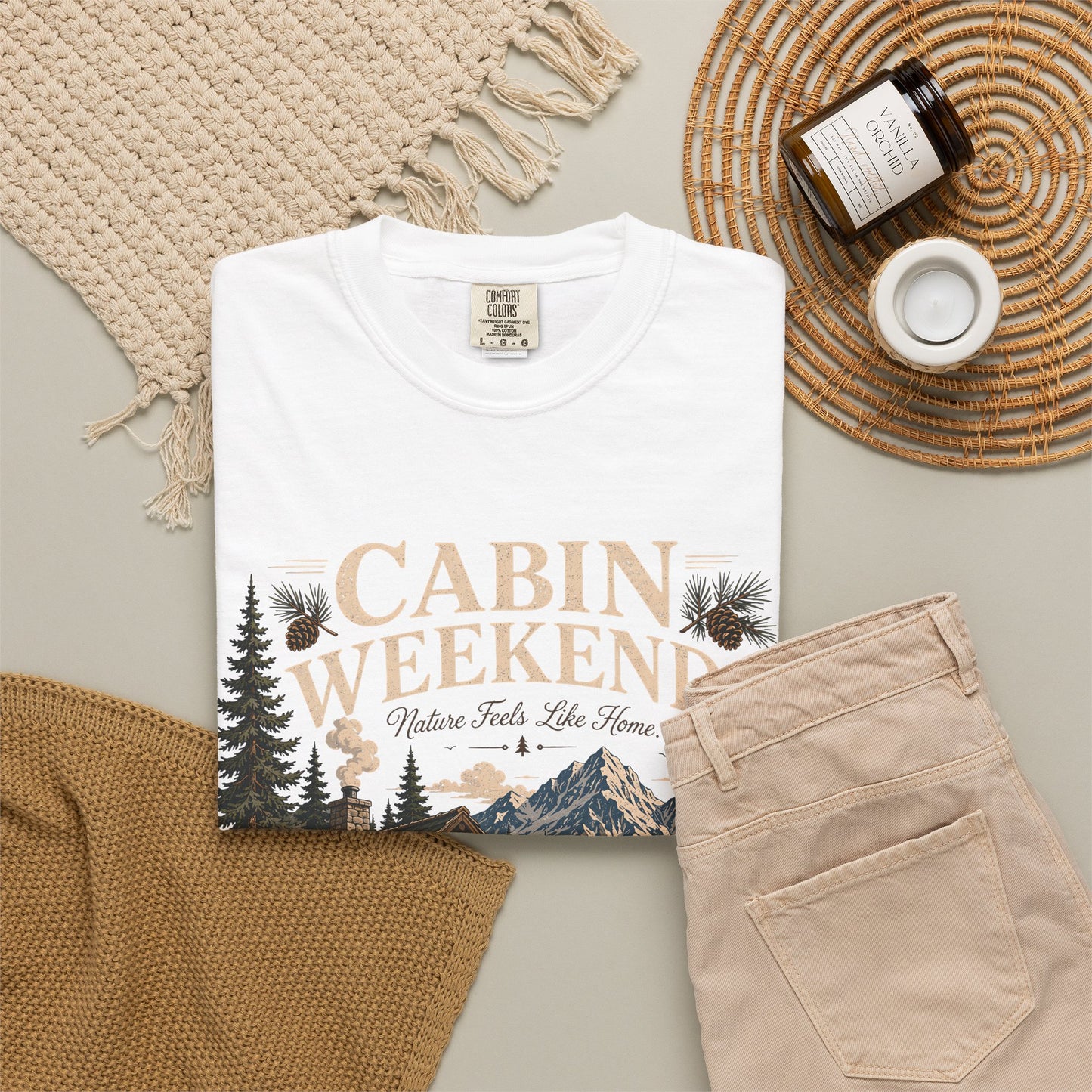 Cabin Weekends Graphic T-Shirt — Rustic Mountain Cabin Tee