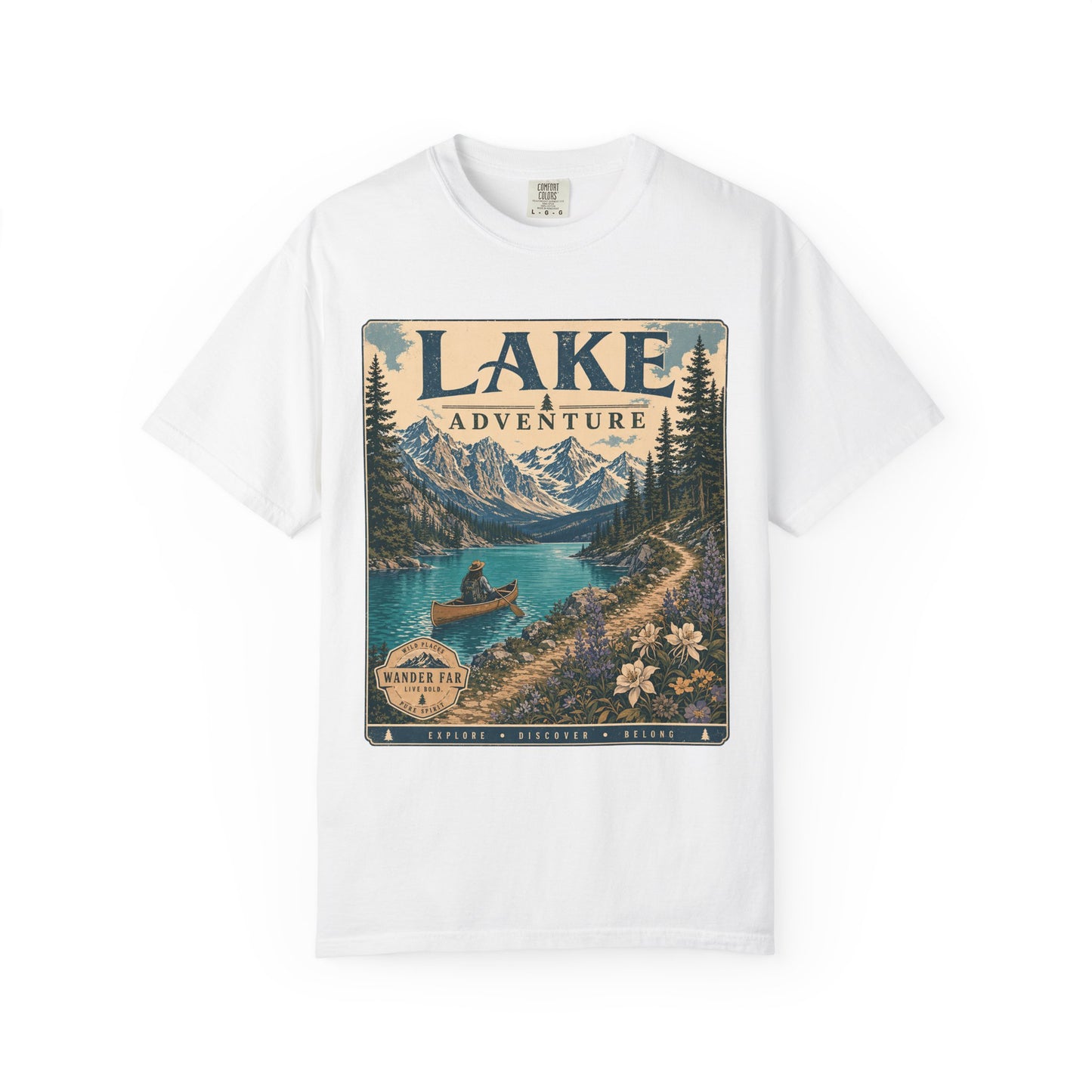 Lake Adventure T-Shirt — Retro Mountain Lake Graphic Tee