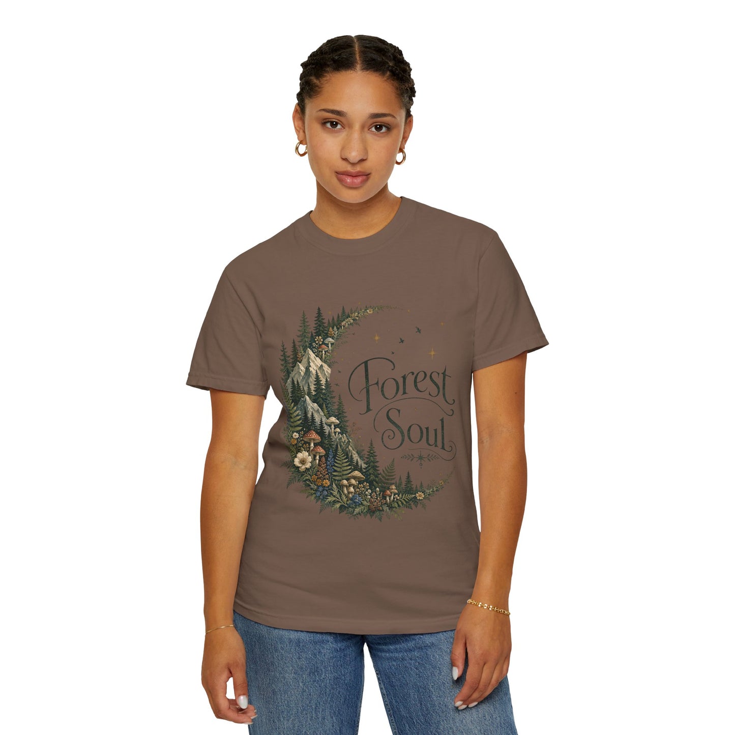 Forest Soul T‑Shirt — Crescent Moon Woodland Graphic Tee