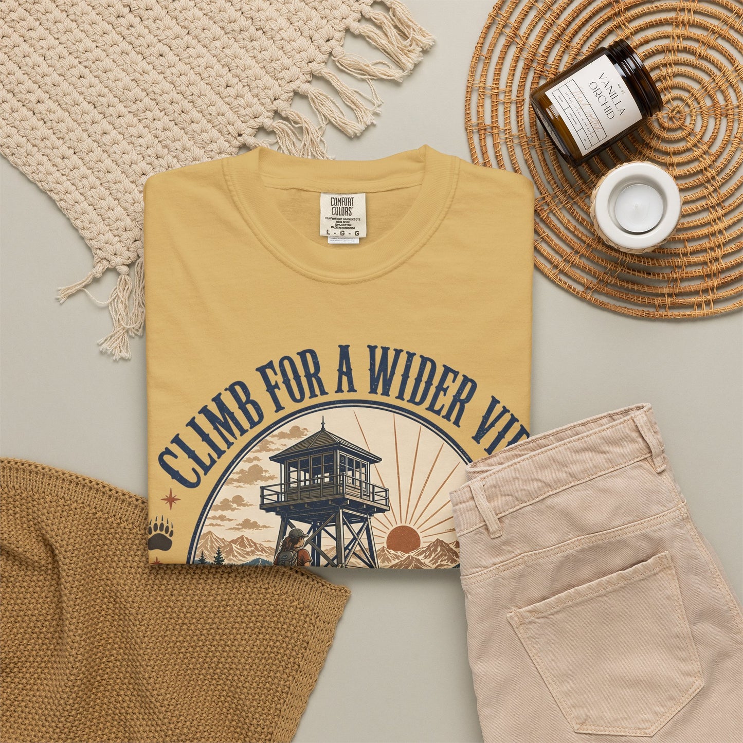 T-Shirt — "Climb for a Wider View" Lookout Trail Company Vintage Hiking Tee