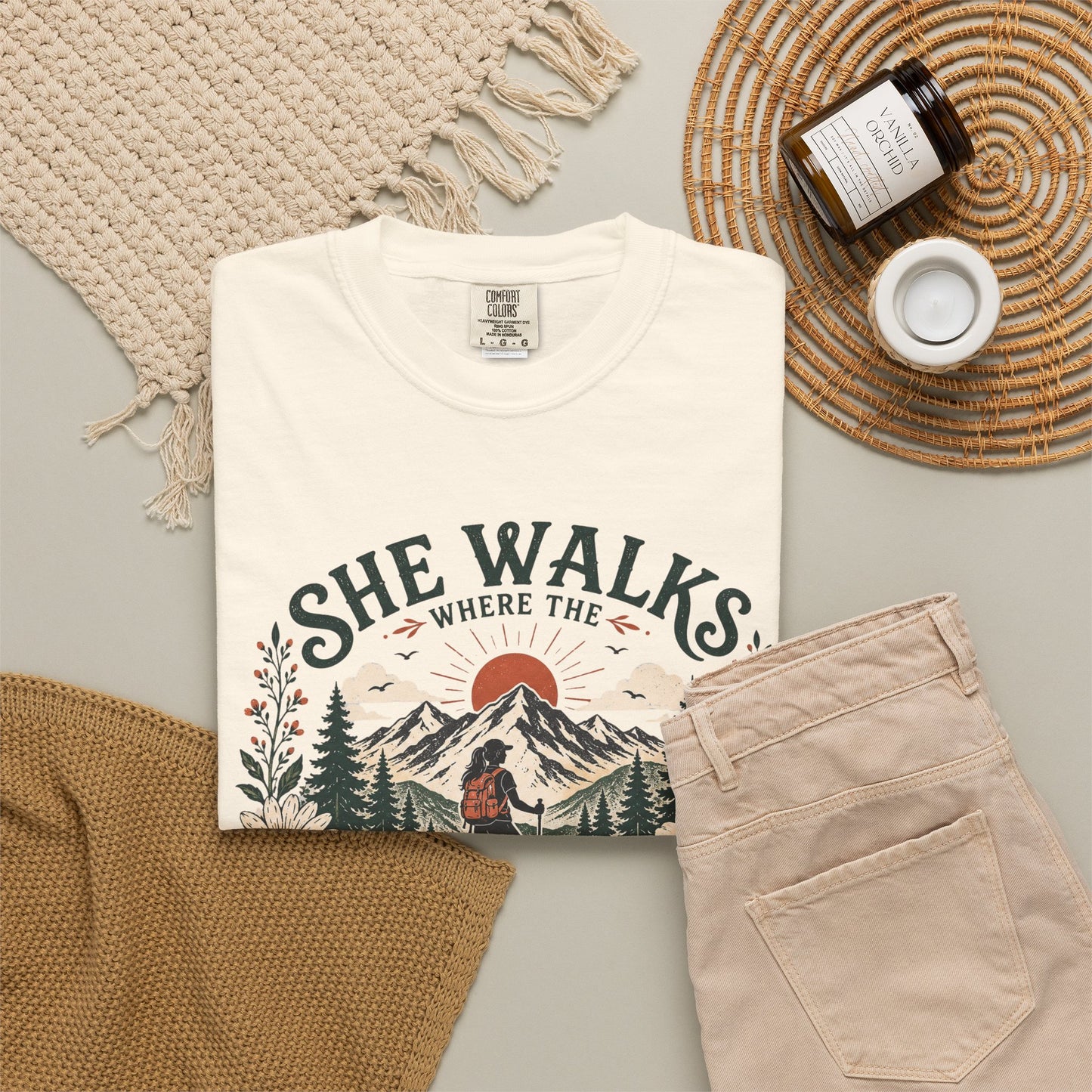 She Walks Where the Wild Things Bloom T-Shirt — Floral Vintage Hiking Tee