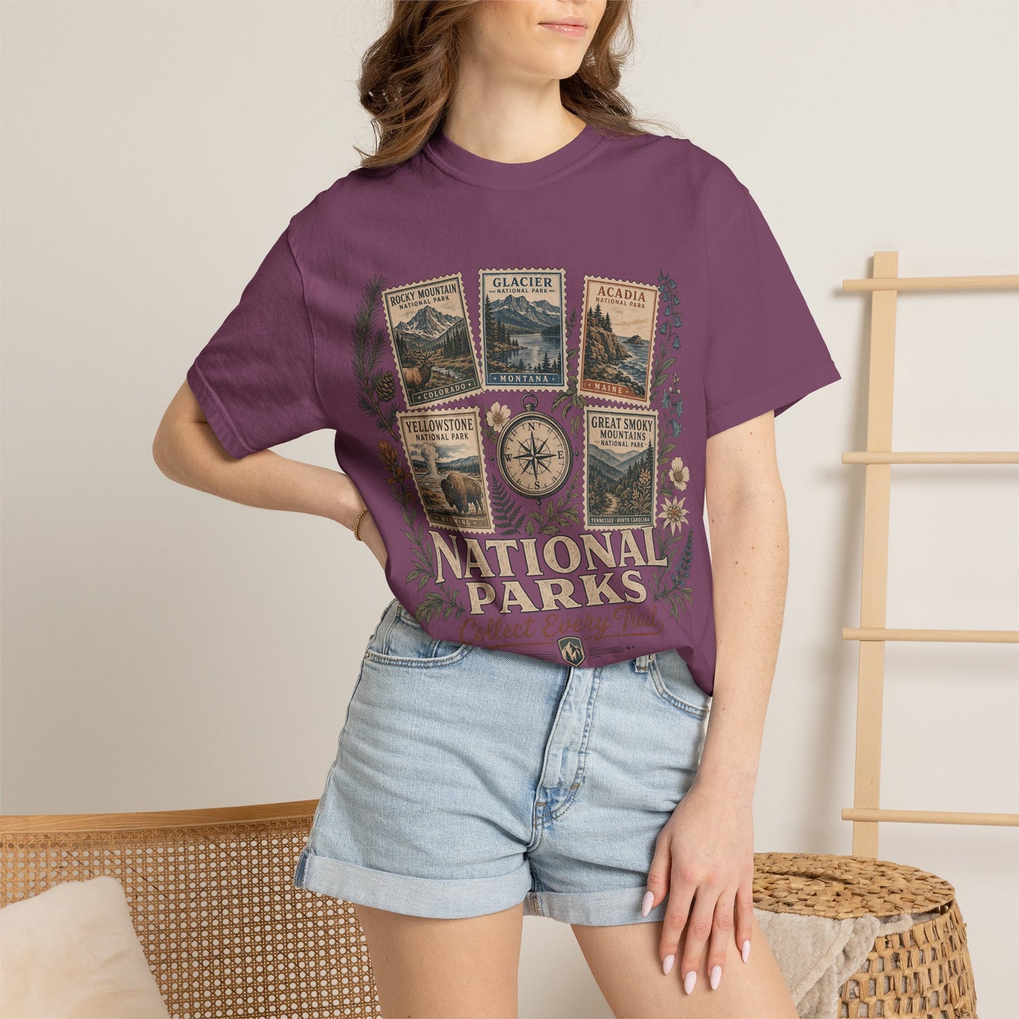 National Parks Vintage Stamp T-Shirt — "Collect Every Trail"