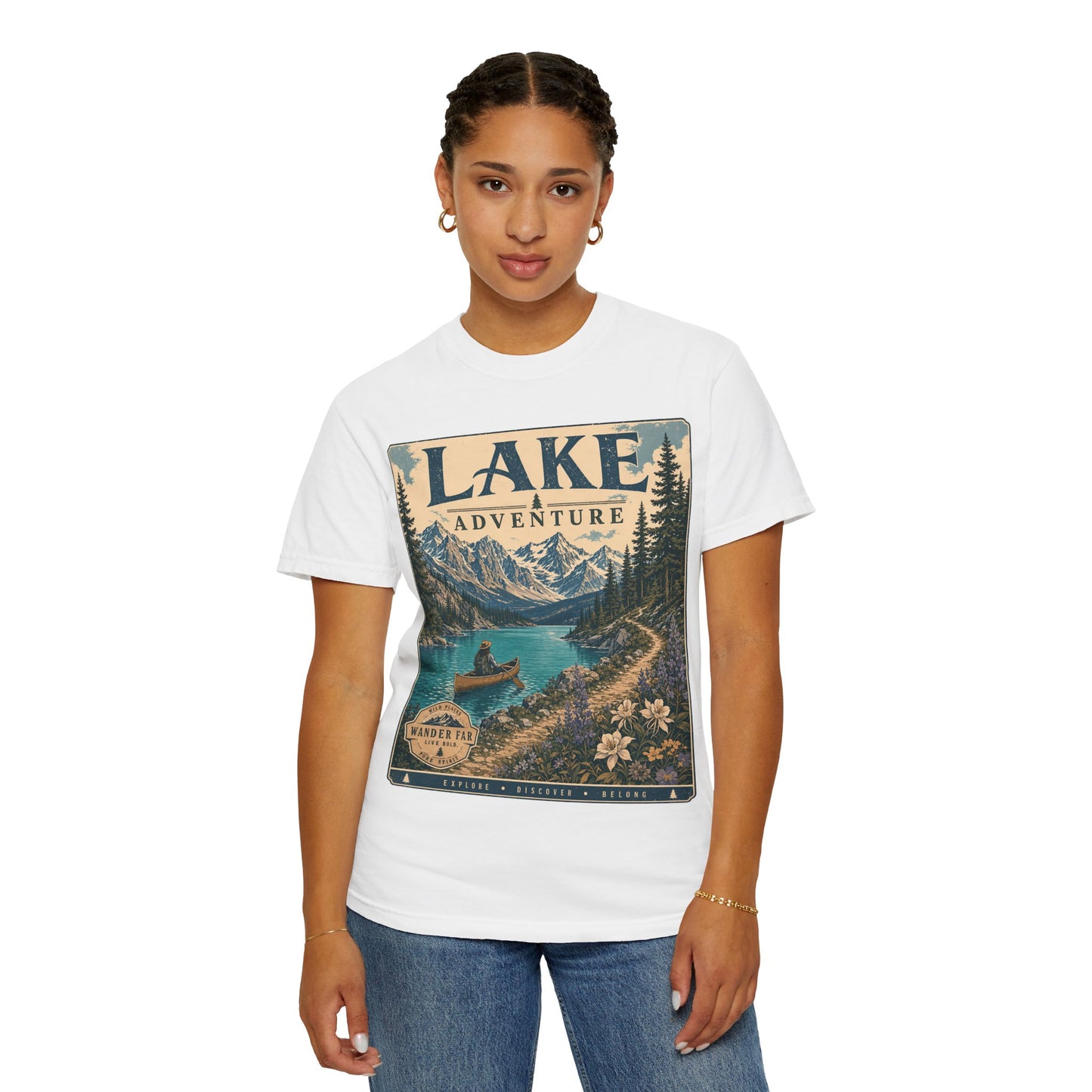 Lake Adventure T-Shirt — Vintage Mountain & Canoe Outdoor Tee