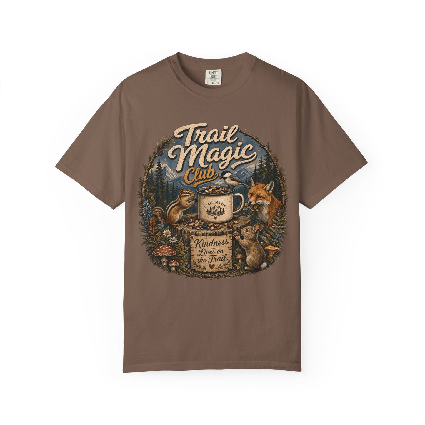 Trail Magic Club T-Shirt — Woodland Fox & Wildlife Coffee Camp Tee