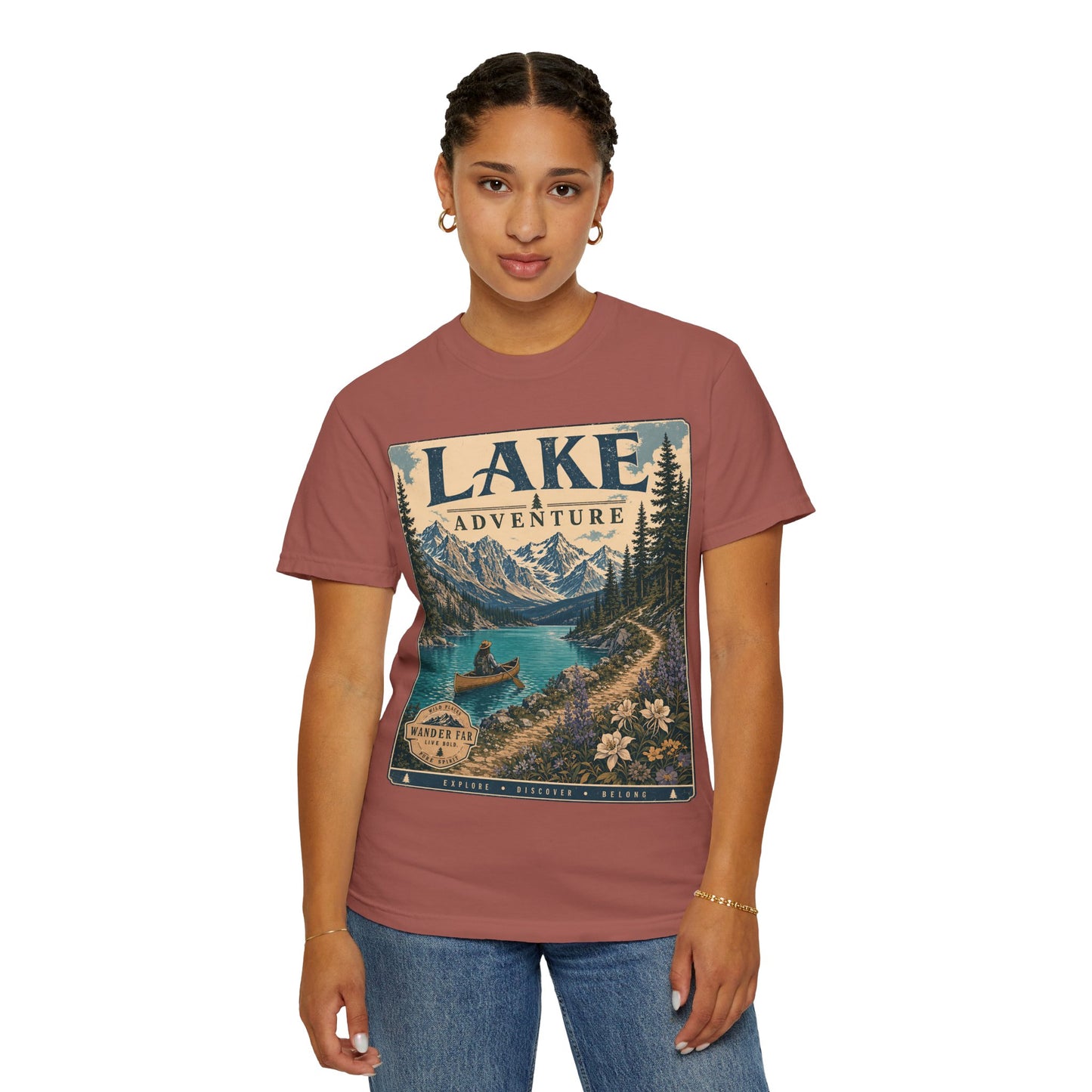 Lake Adventure T-Shirt — Vintage Mountain & Canoe Outdoor Tee