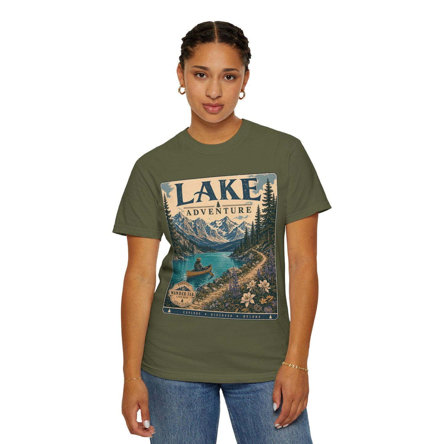 Lake Adventure T-Shirt — Retro Mountain Lake Graphic Tee