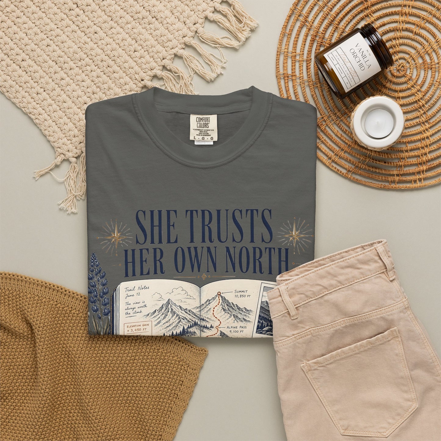 She Trusts Her Own North Graphic Tee — Women's Adventure Compass T‑Shirt