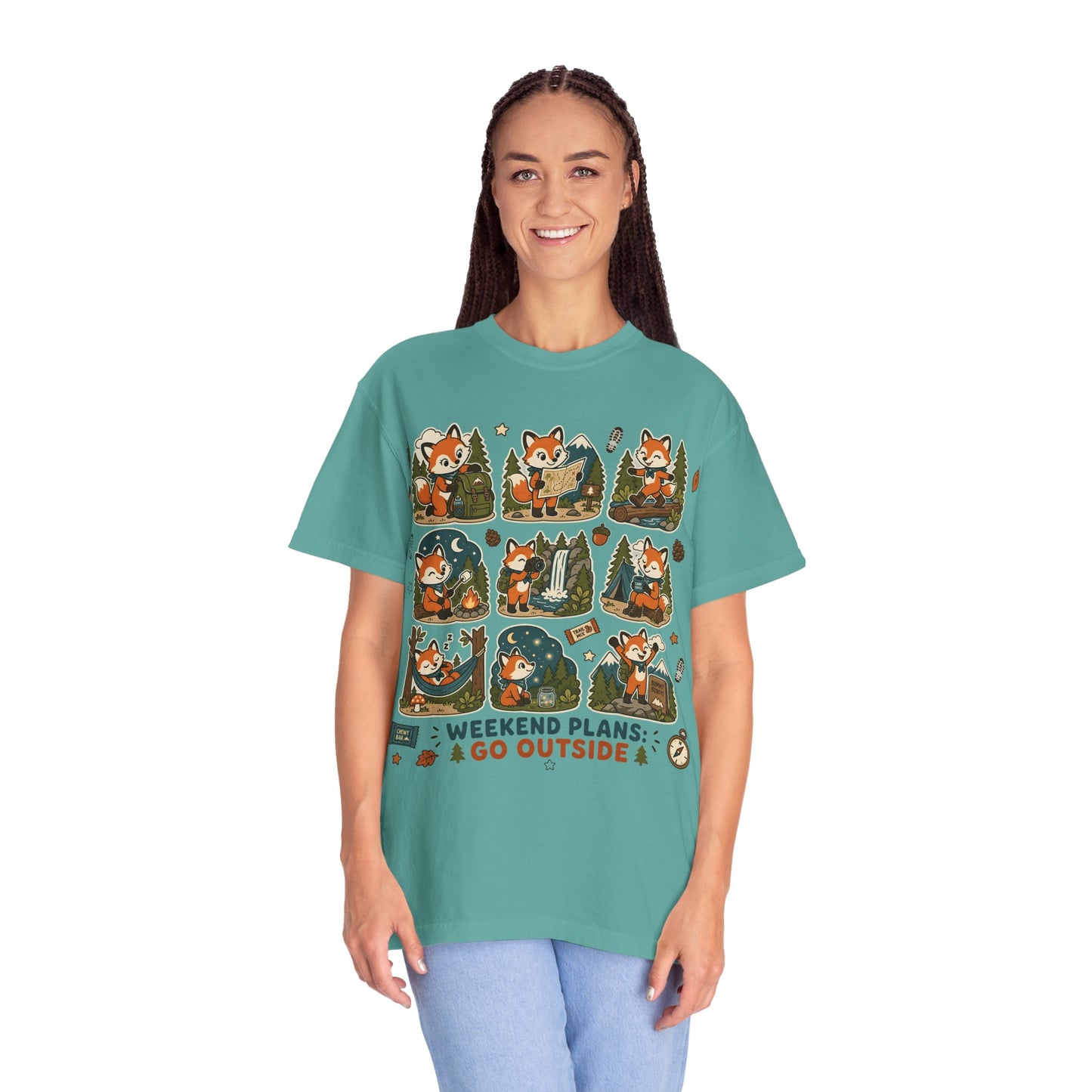 Weekend Plans: Go Outside T-Shirt — Cute Fox Camping Graphic Tee