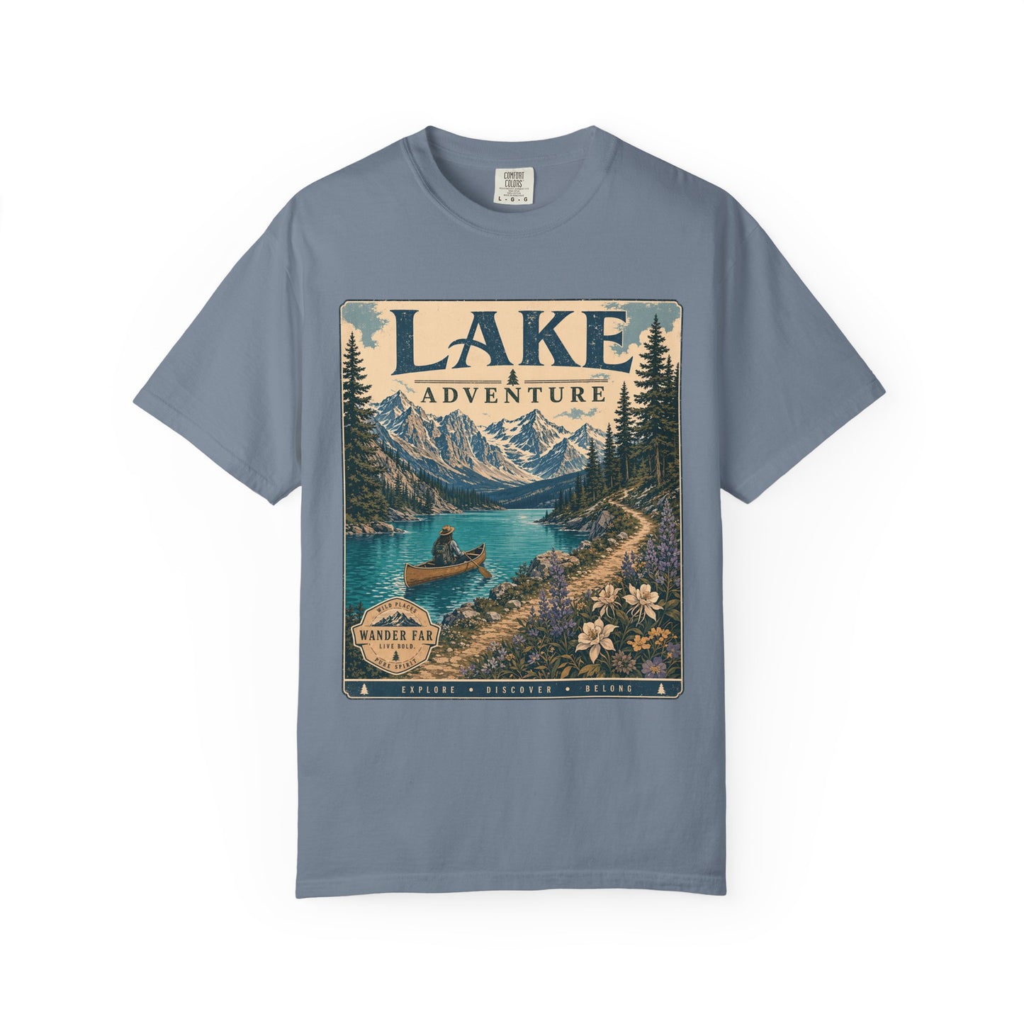 Lake Adventure T-Shirt — Retro Mountain Lake Graphic Tee